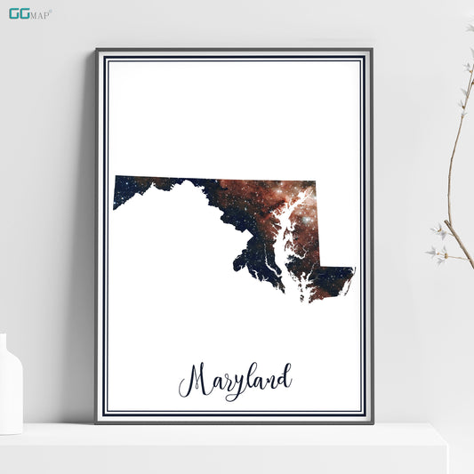 a poster of a map of the state of maryland