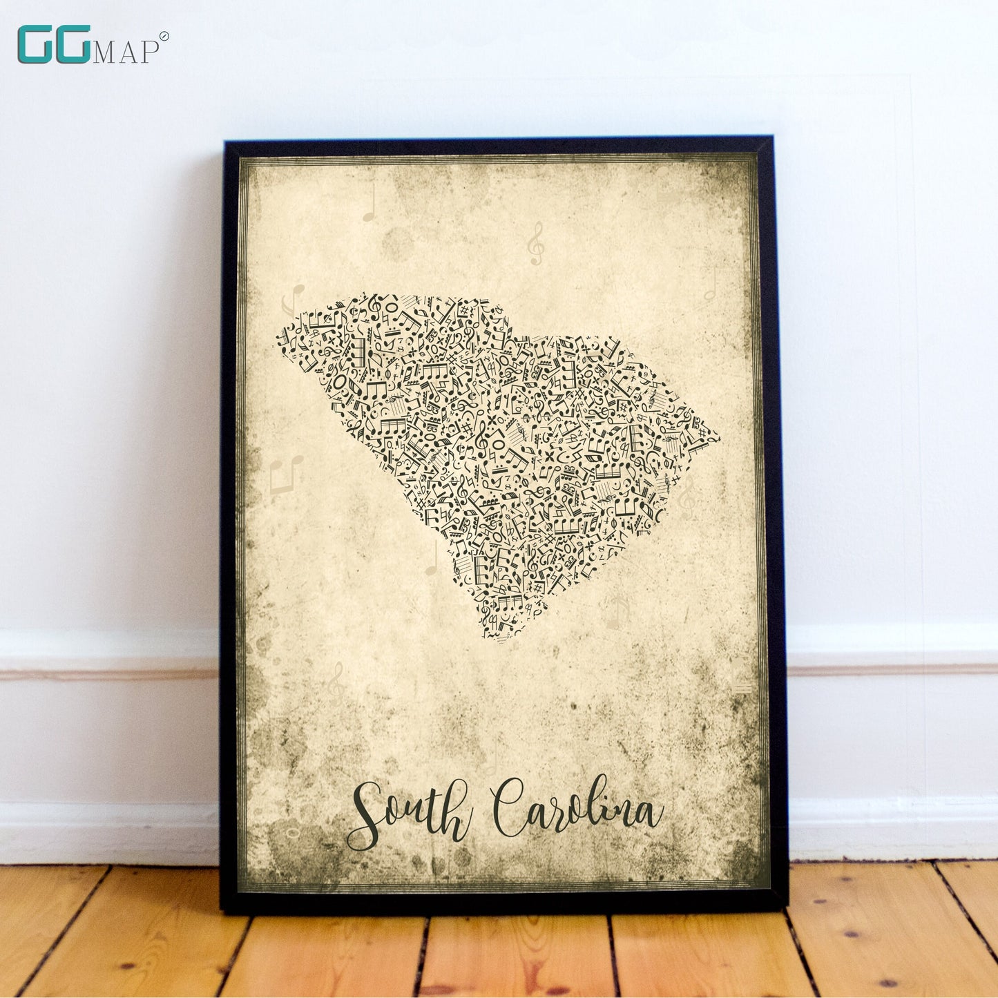 SOUTH CAROLINA map - South Carolina usic map - Travel poster - Home Decor - Wall decor - Office map - South Carolina gift - GGmap - poster