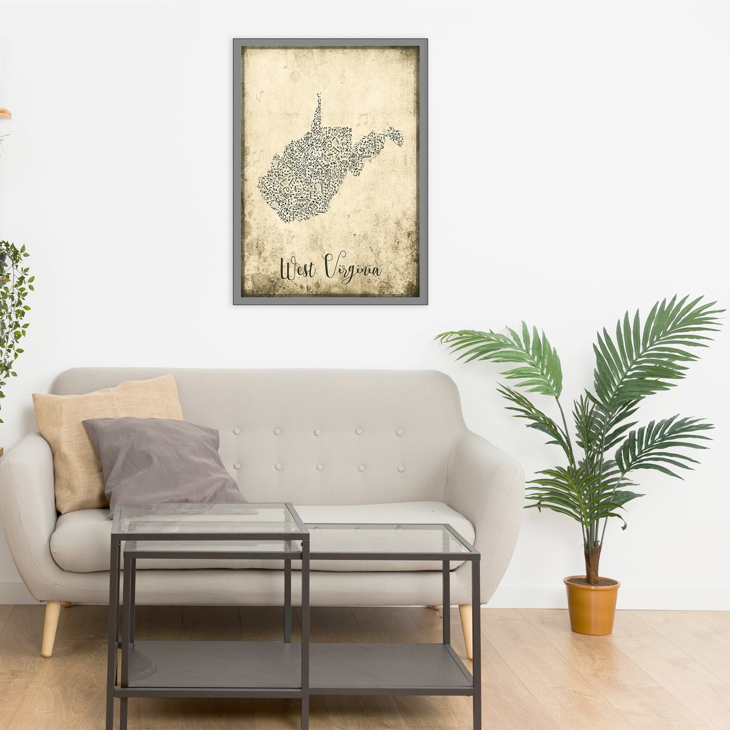 WEST VIRGINIA map - West Virginia Music map - Travel poster - Wall decor - Office map - West Virginia gift - GGmap - West Virginia poster