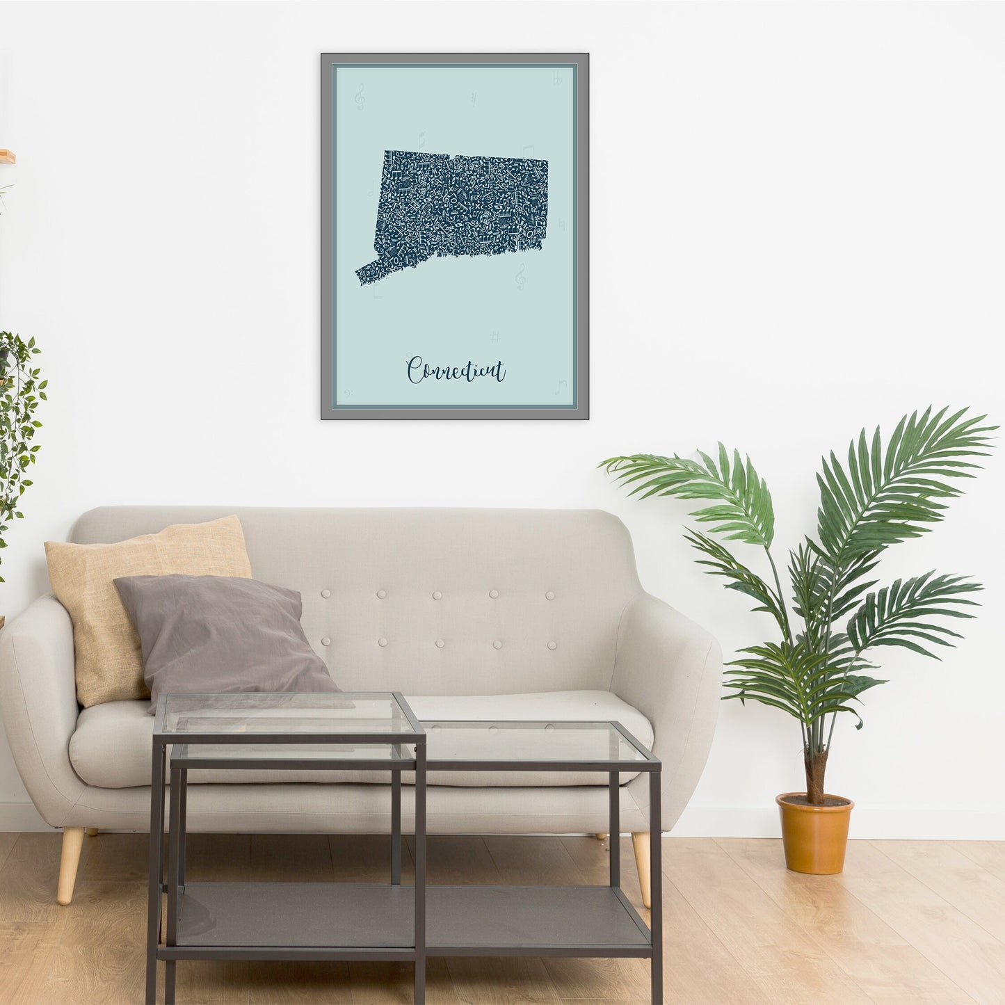 CONNECTICUT map - Connecticut Music Blue map - Travel poster - Home Decor - Wall decor - Office map - Connecticut gift - GGmap - Connecticut