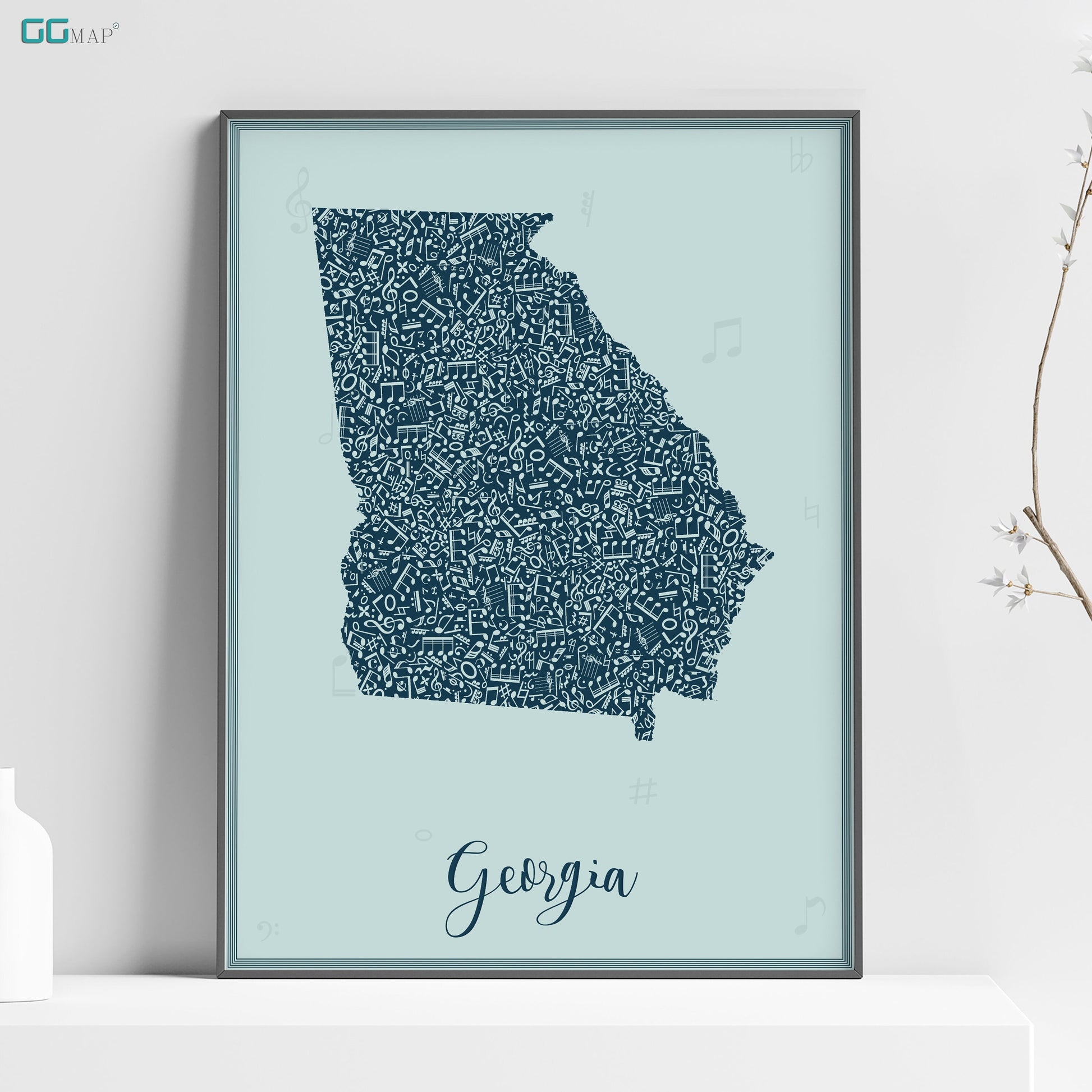 a picture of a map of the state of georgia