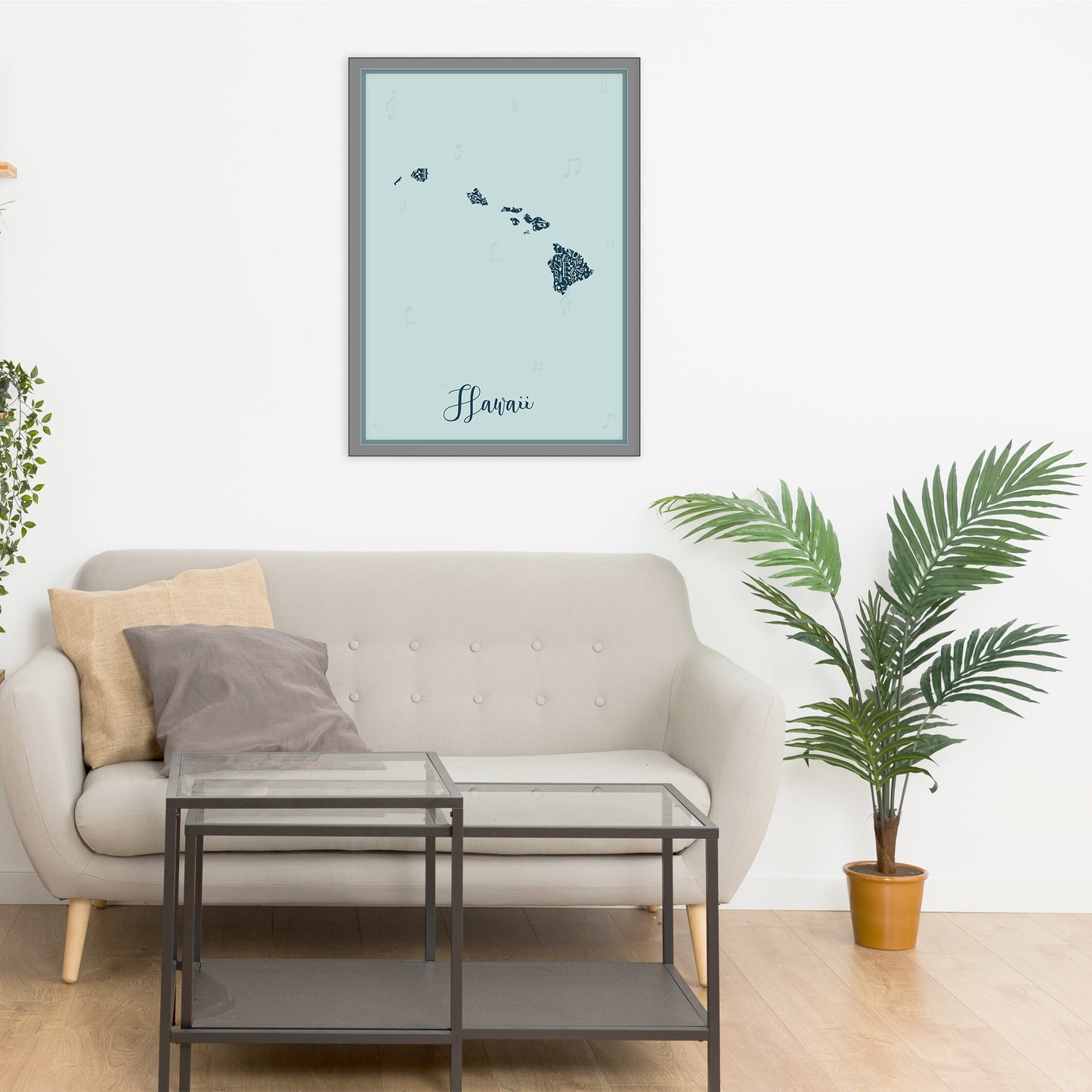 HAWAII map - Hawaii Music Blue map - Travel poster - Home Decor - Wall decor - Office map - Hawaii gift - GGmap - Hawaii poster