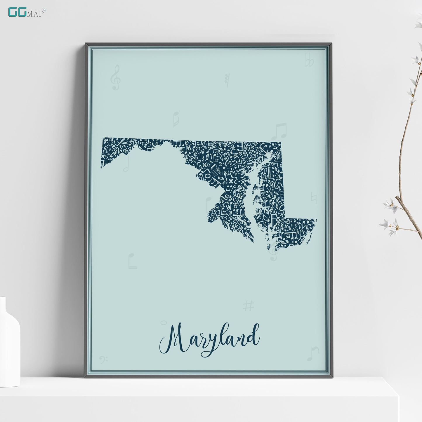 a picture of a map of the state of maryland