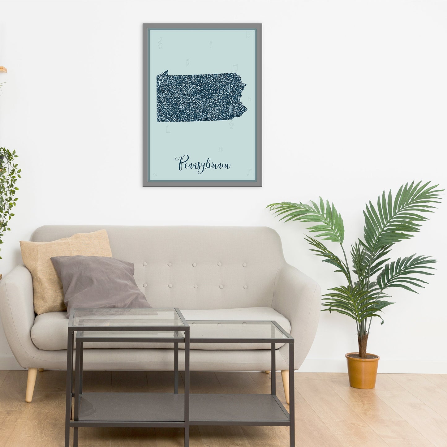 PENNSYLVANIA map - Pennsylvania Music Blue map - Travel poster - Home Decor - Wall decor - Office map - Pennsylvania gift - GGmap