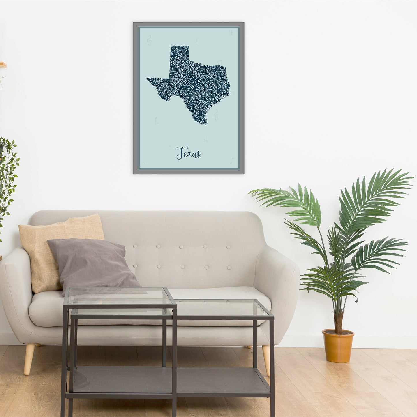 TEXAS map - Texas Music Blue map - Travel poster - Home Decor - Wall decor - Office map - Texas gift - GGmap - Texas poster