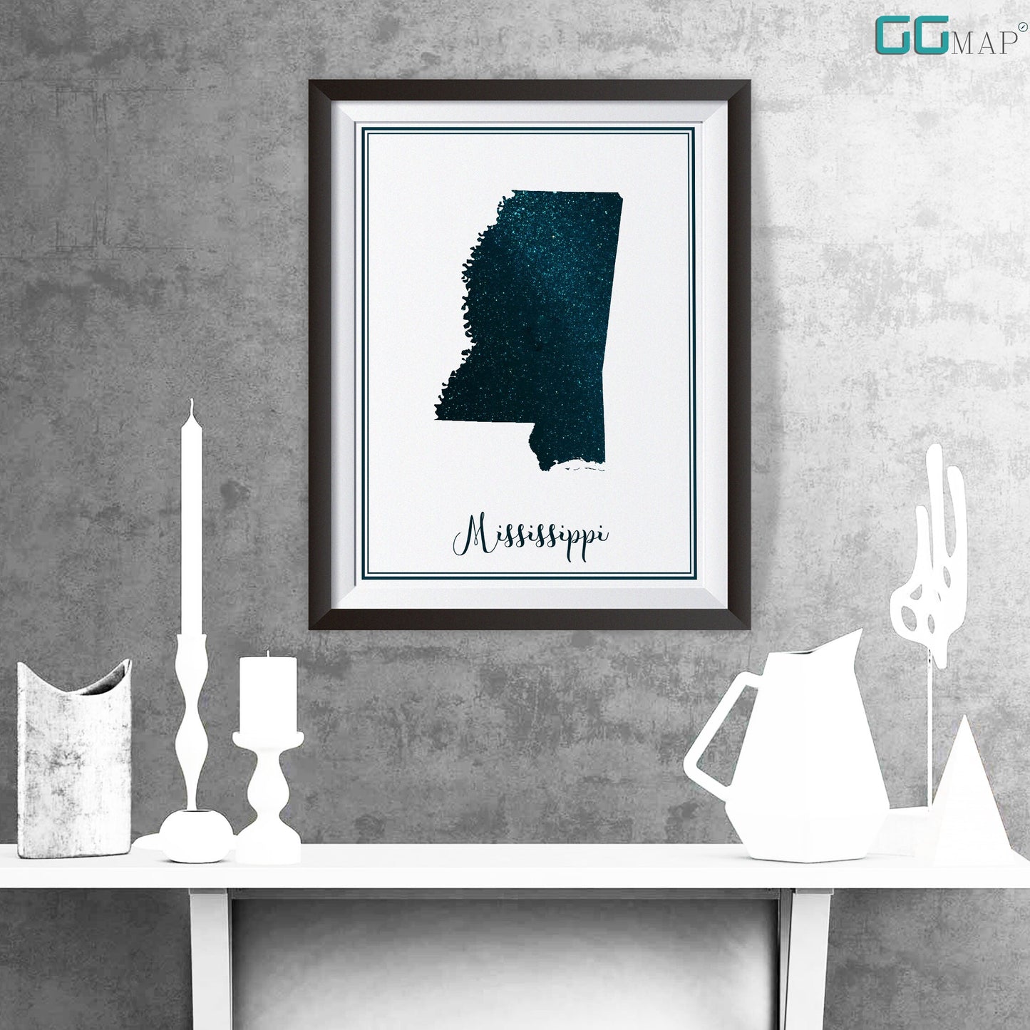 MISSISSIPPI map- Mississippi stars map - Mississippi Travel poster - Home Decor - Wall decor - Office map - Mississippi gift - GeoGIS studio