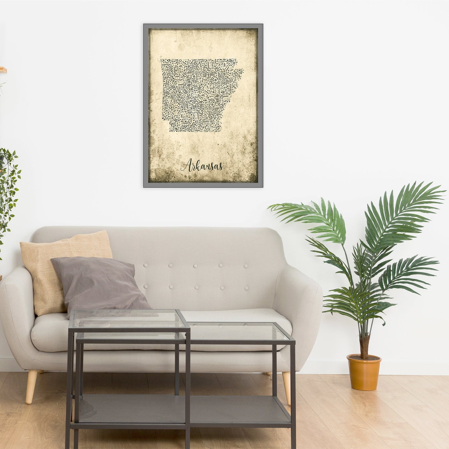 a living room with a couch and a coffee table