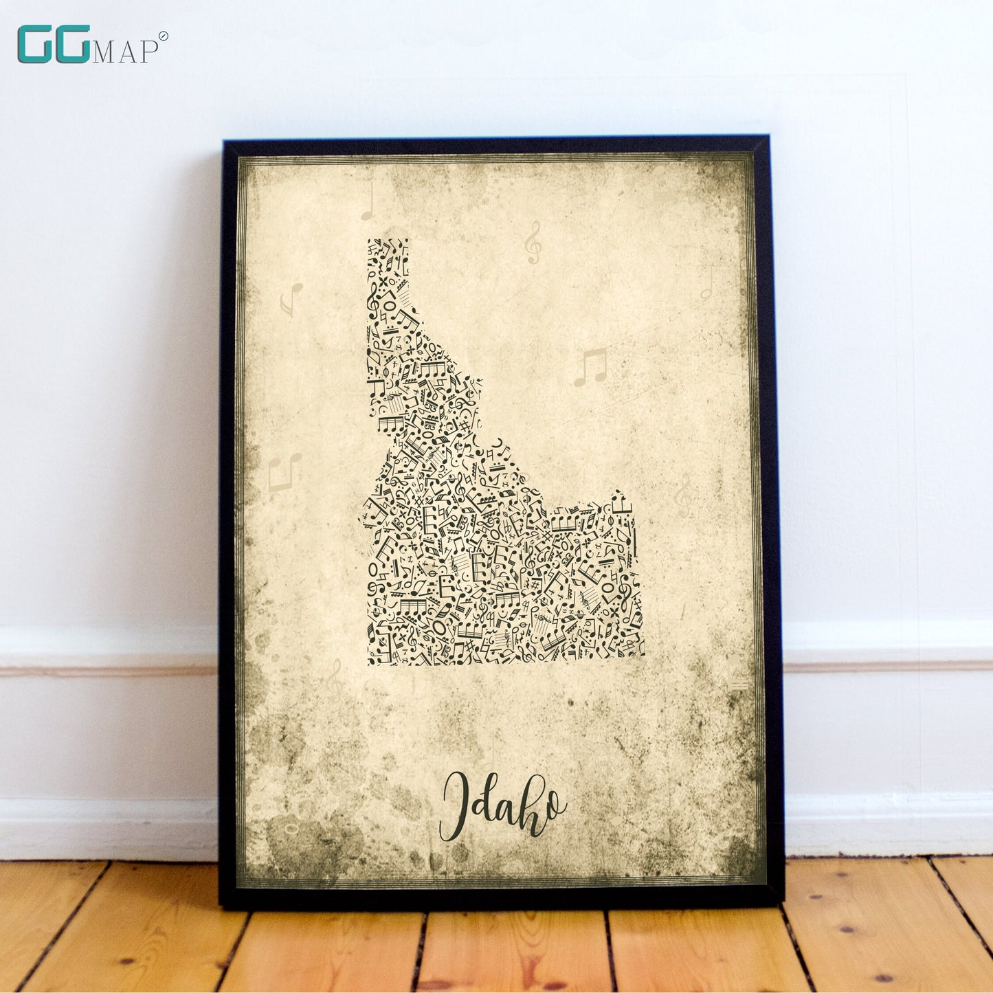 IDAHO map - Idaho Music map - Travel poster - Home Decor - Wall decor - Office map - Idaho gift - GGmap - Idaho poster