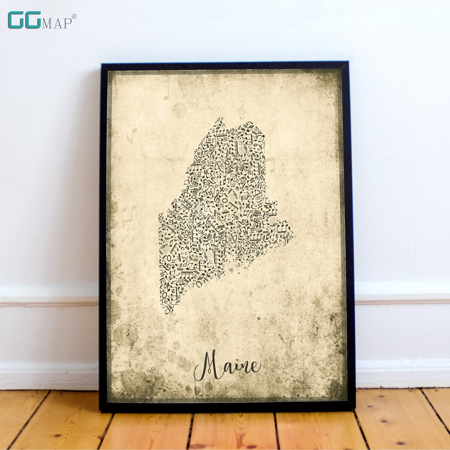 MAINE map - Maine Music map - Travel poster - Wall decor - Office map - Maine gift - GGmap - Maine poster