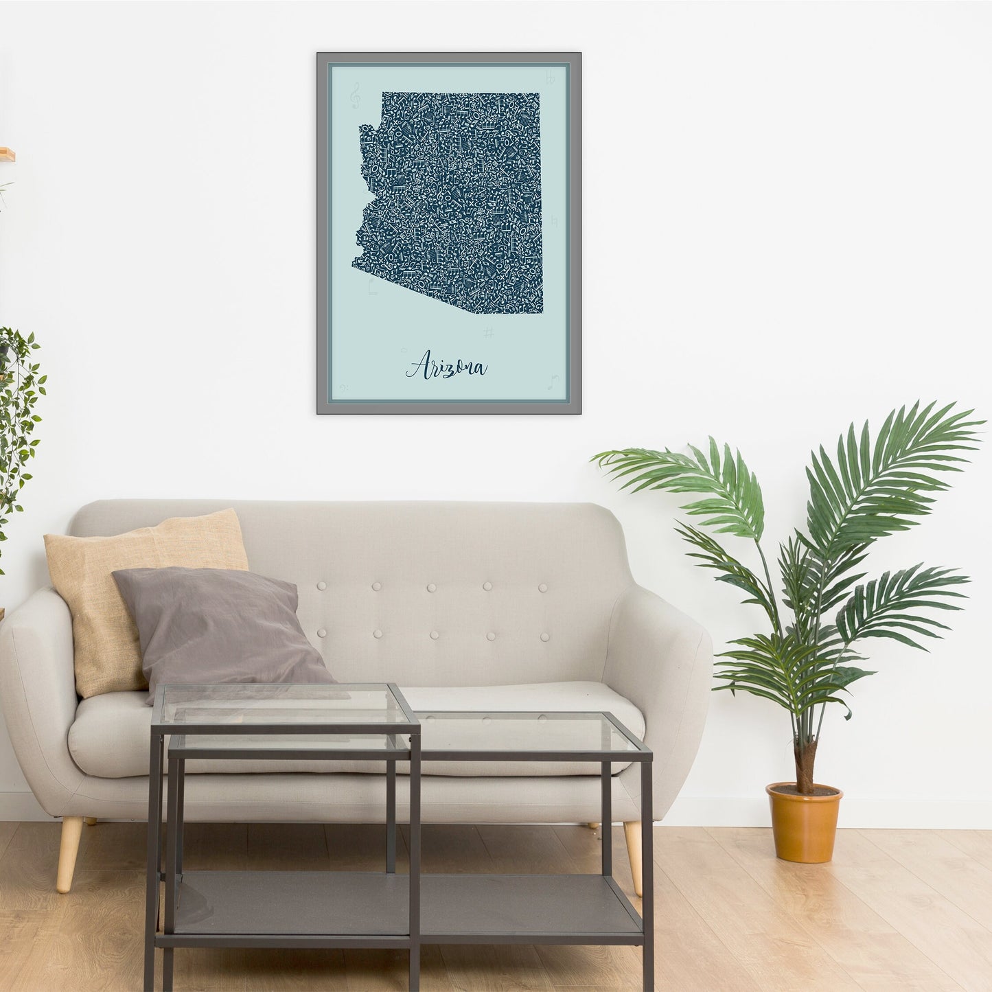 ARIZONA map - Arizona Music Blue map - Travel poster - Home Decor - Wall decor - Office map - Arizona gift - GGmap - Arizona poster