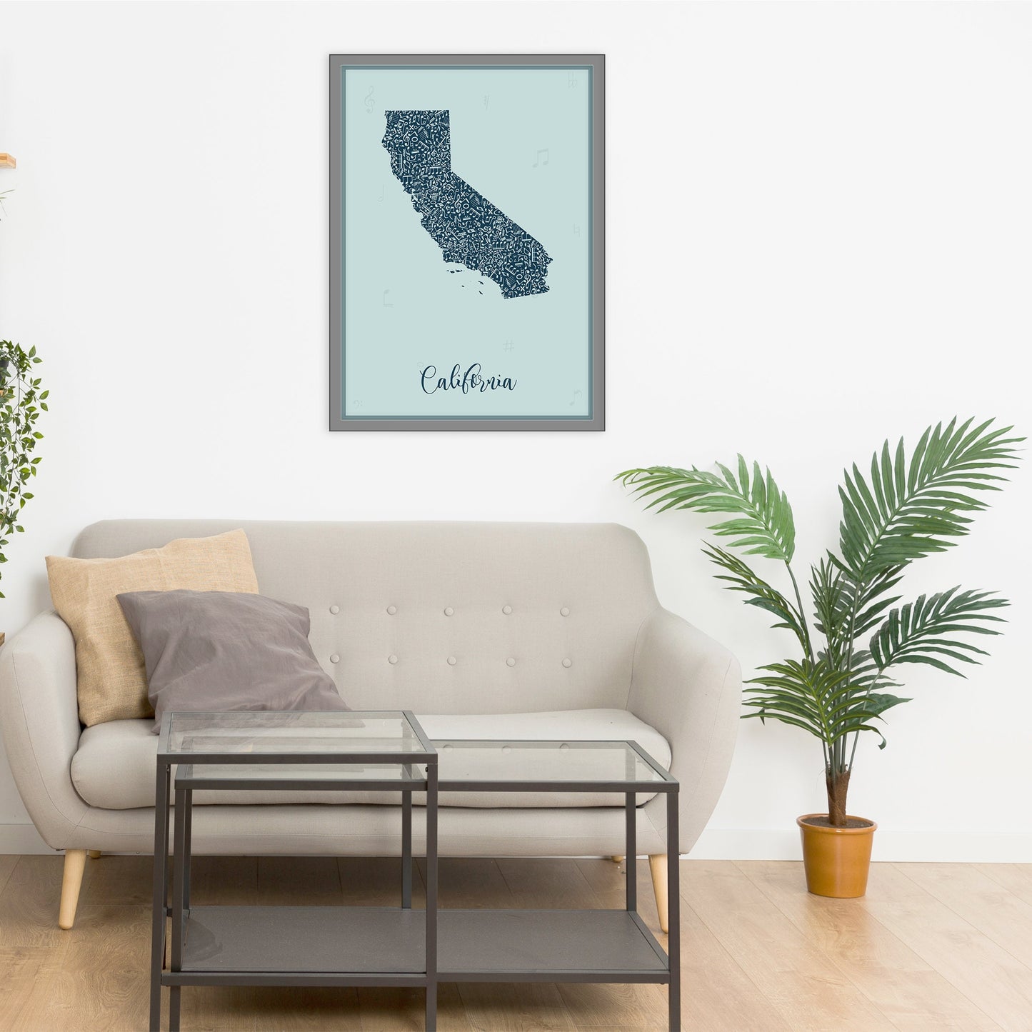 CALIFORNIA map - California Music Blue map - Travel poster - Home Decor - Wall decor - Office map - California gift - GGmap - California