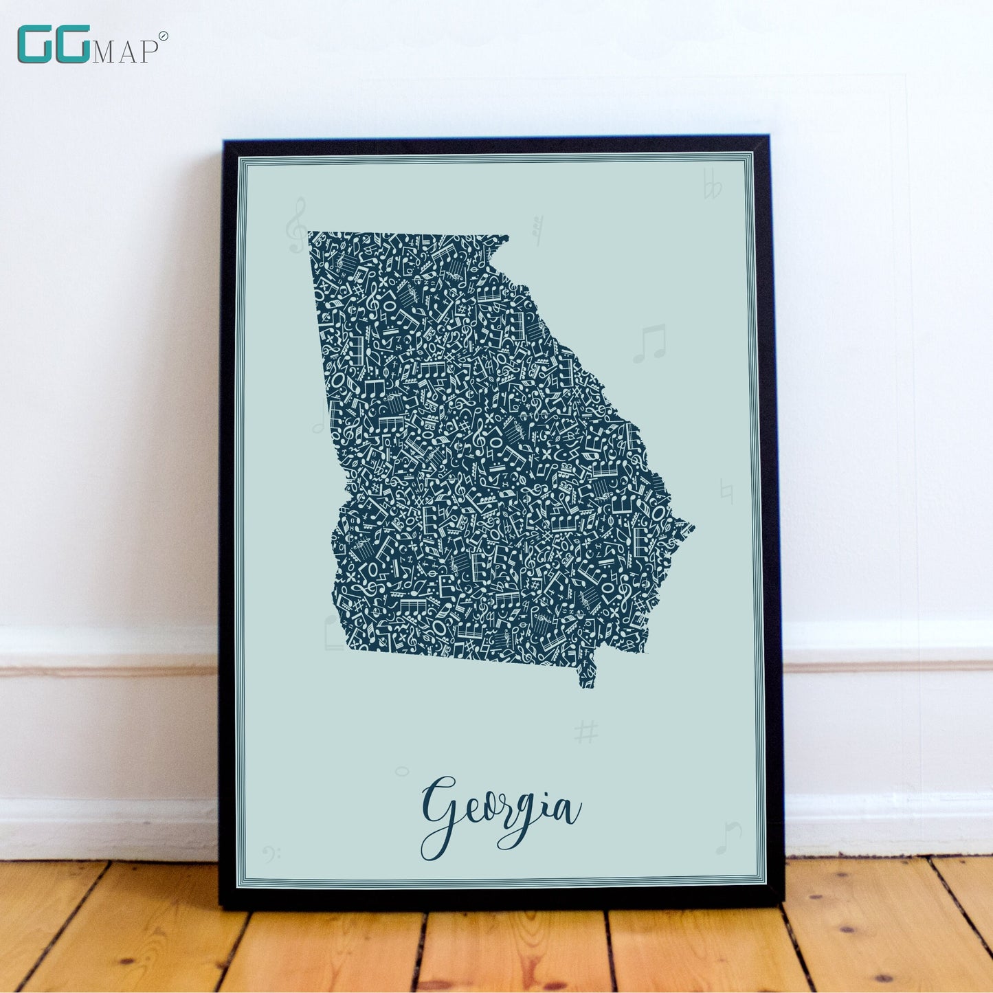 GEORGIA map - Georgia Music Blue map - Travel poster - Home Decor - Wall decor - Office map - Georgia gift - GGmap - Georgia poster