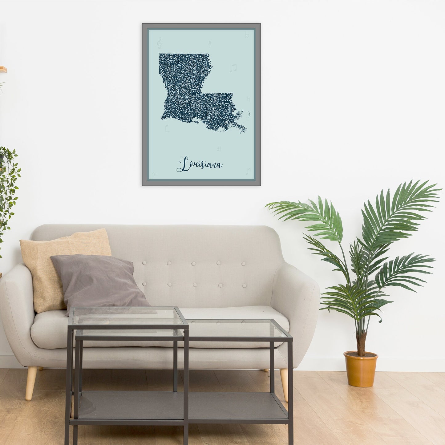 LOUISIANA map - Louisiana Music Blue map - Travel poster - Home Decor - Wall decor - Office map - Louisiana gift - GGmap - Louisiana poster