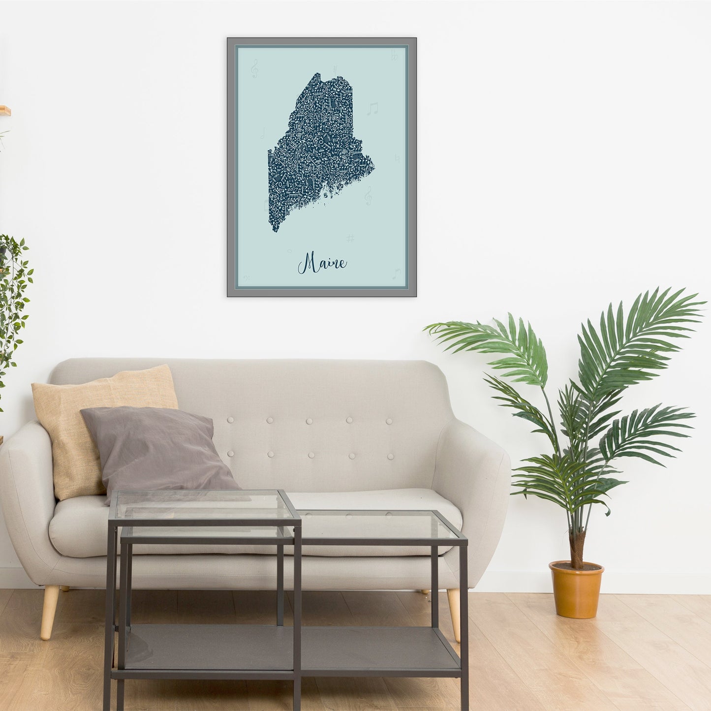 MAINE map - Maine Music Blue map - Travel poster - Home Decor - Wall decor - Office map - Maine gift - GGmap - Maine poster