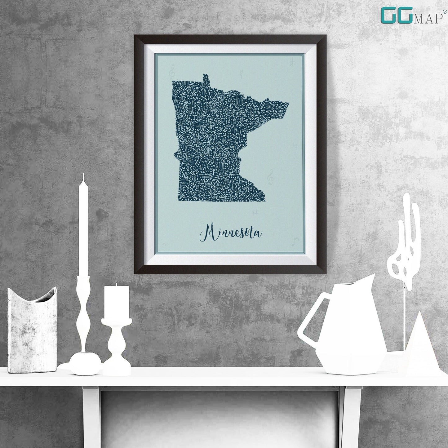 MINNESOTA map - Minnesota Music Blue map - Travel poster - Home Decor - Wall decor - Office map - Minnesota gift - GGmap - Minnesota poster