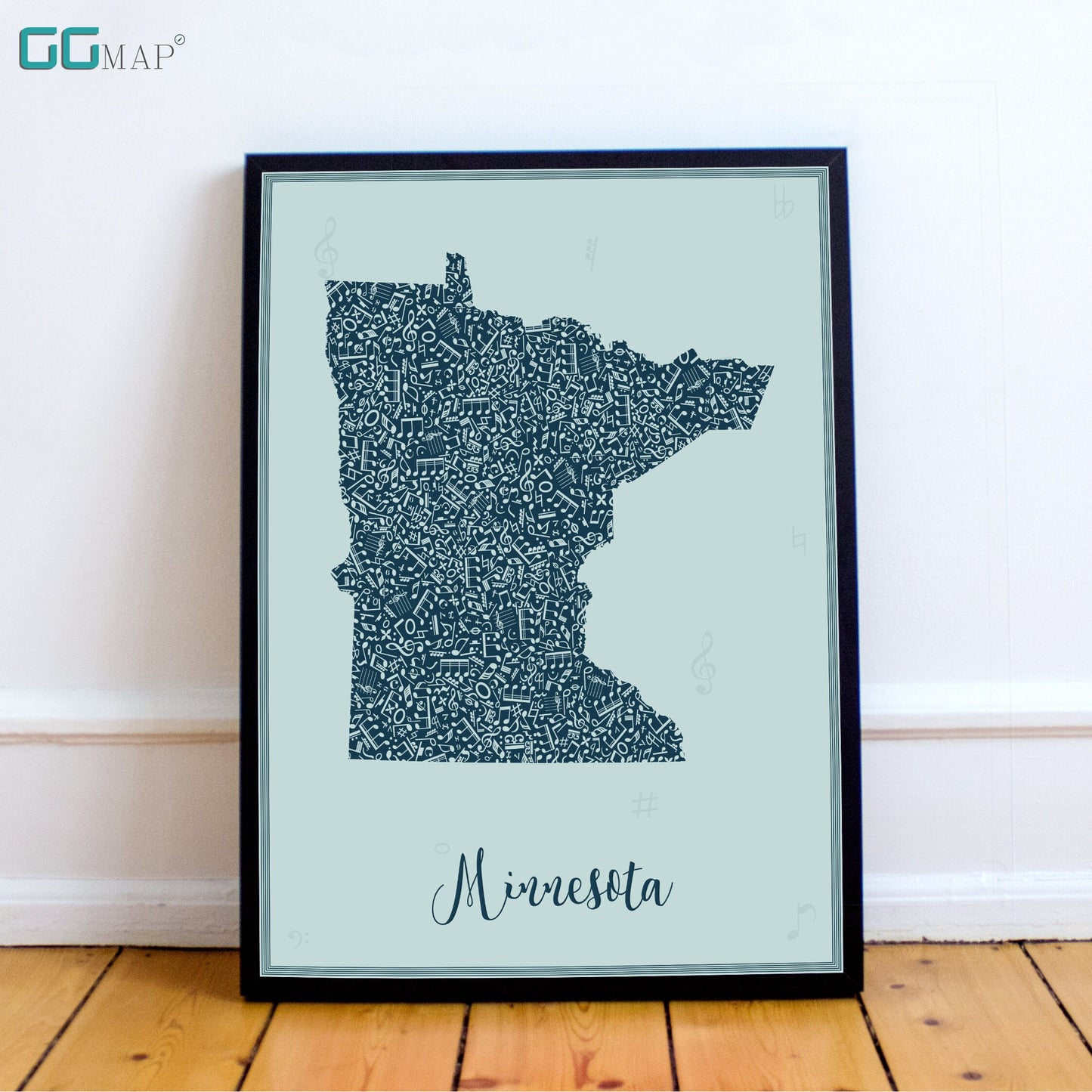 MINNESOTA map - Minnesota Music Blue map - Travel poster - Home Decor - Wall decor - Office map - Minnesota gift - GGmap - Minnesota poster