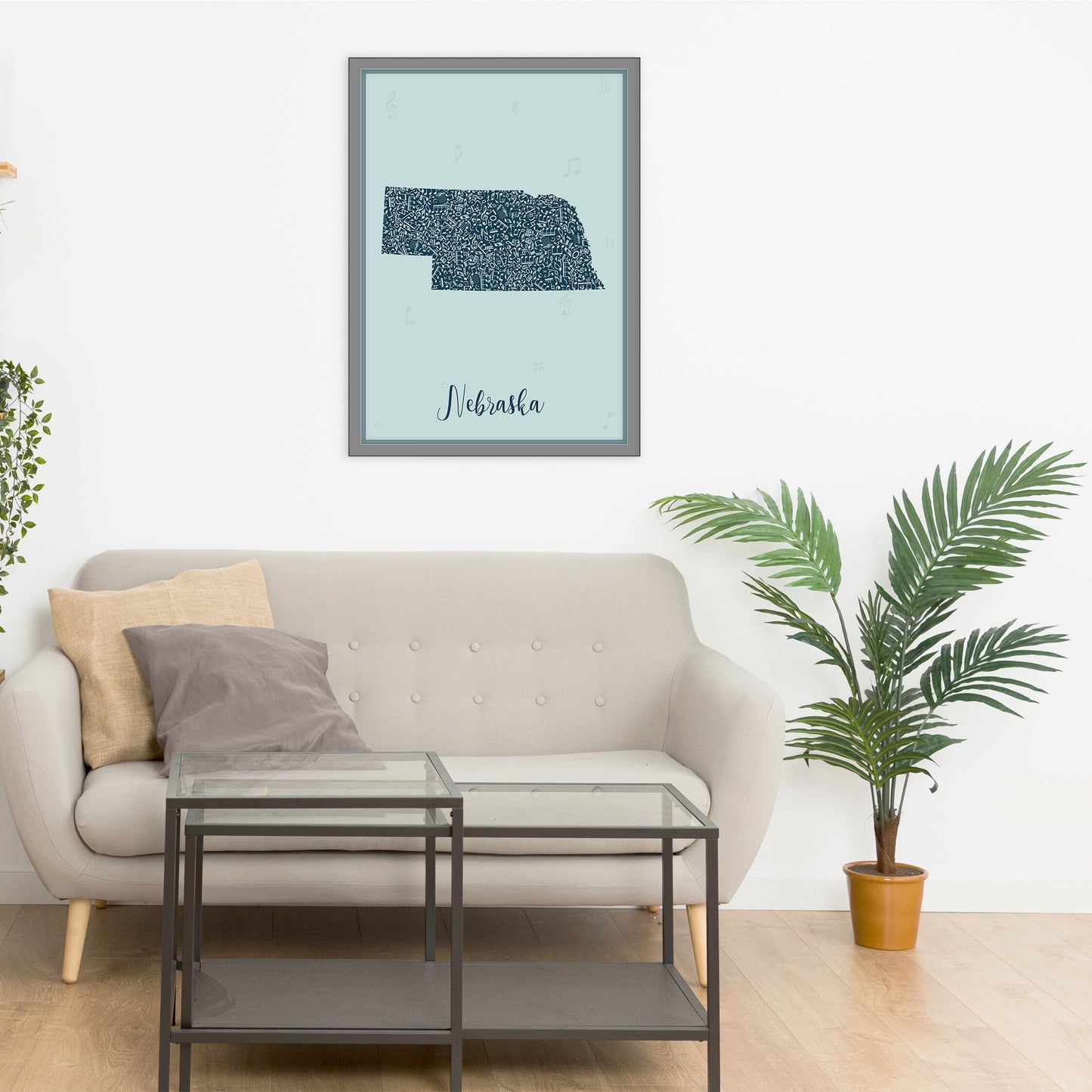 NEBRASKA  map - Nebraska  Music Blue map - Travel poster - Home Decor - Wall decor - Office map - Nebraska gift - GGmap - Nebraska poster