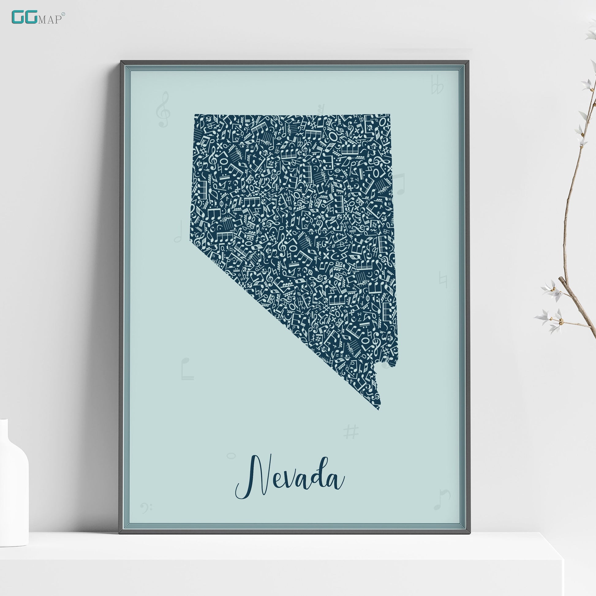 a picture of a map of the state of nevada