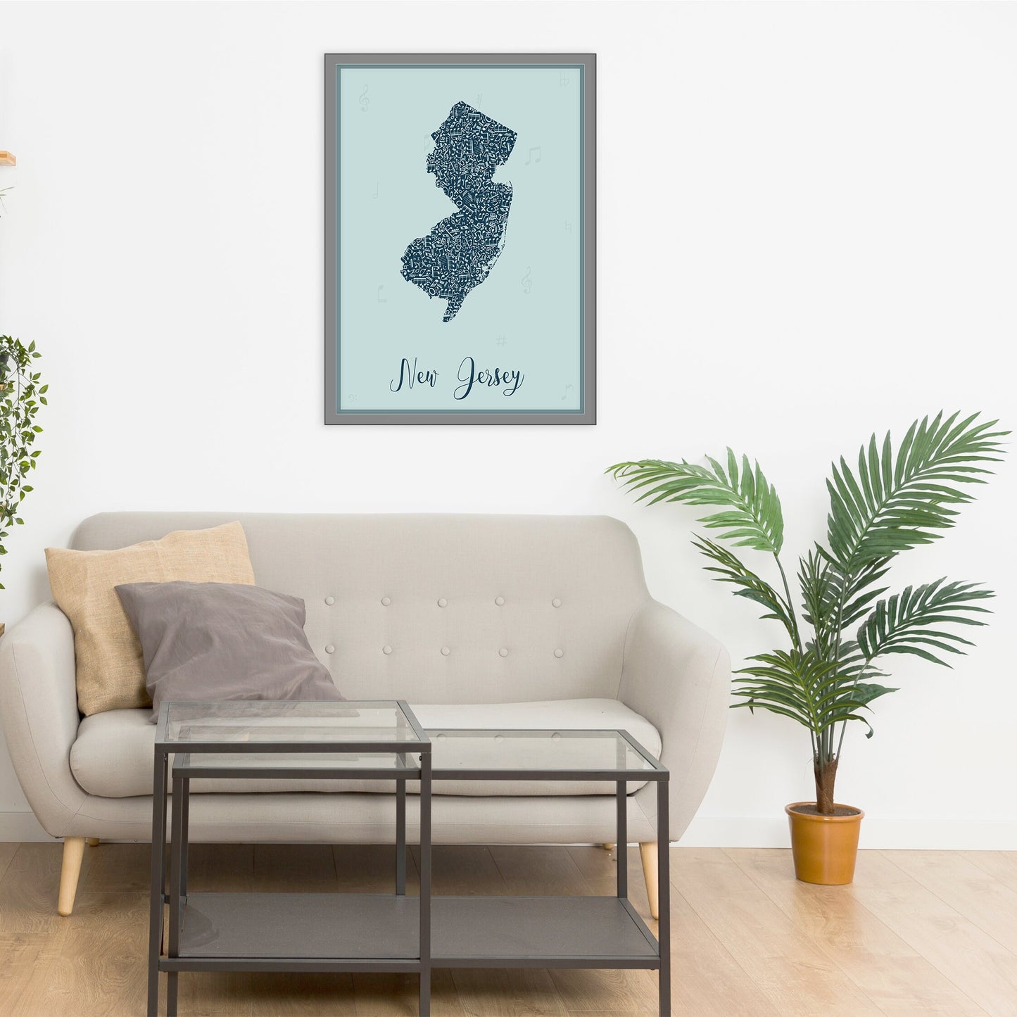 NEW JERSEY map - New Jersey Music Blue map - Travel poster - Home Decor - Wall decor - Office map - New Jersey gift - GGmap - New Jersey