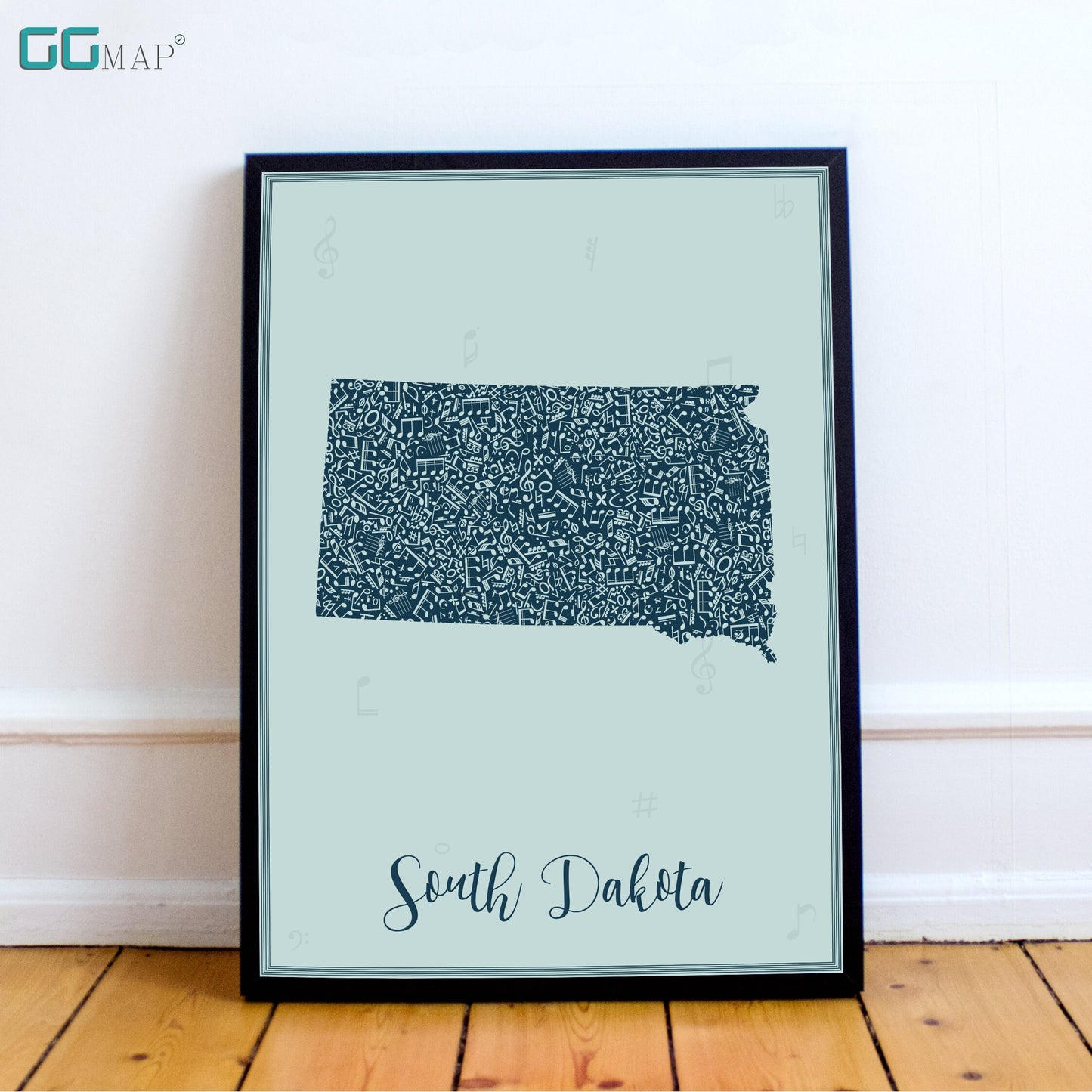 SOUTH DAKOTA map - South Dakota Music Blue map - Travel poster - Home Decor - Wall decor - Office map -South Dakota gift - GGmap -