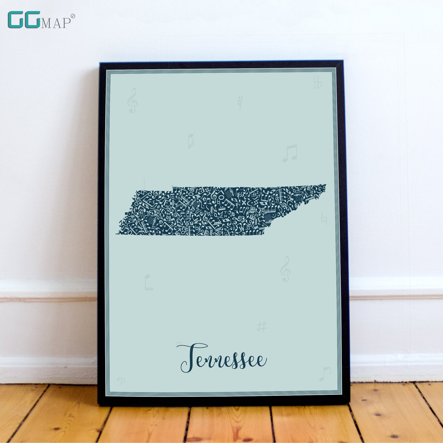 TENNESSEE map - Tennessee Music Blue map - Travel poster - Home Decor - Wall decor - Office map - Tennessee gift - GGmap - Tennessee poster