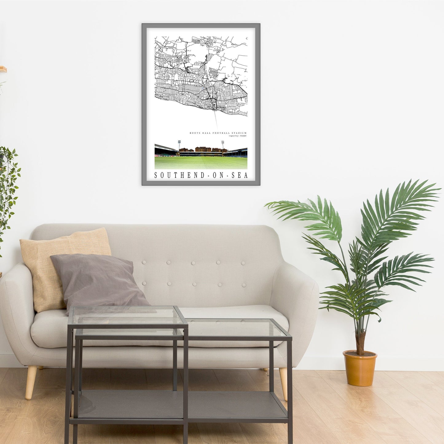 City map of SOUTHEND-ON-SEA -  Roots Hall Football Stadium - Home Decor  Roots Hall - Wall decor -  Southend United stadium - Print map