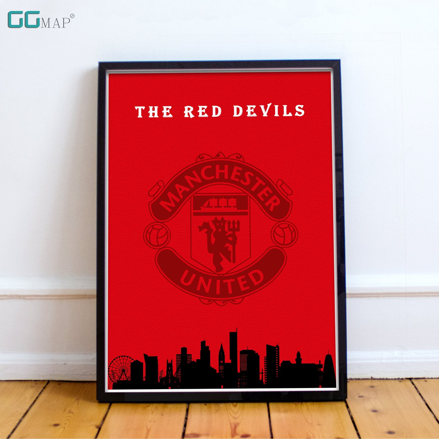 MANCHESTER UNITED SKYLINE Poster - Manchester United Print - Home Decor Manchester United - The Red Devils - Manchester skyline - Print map