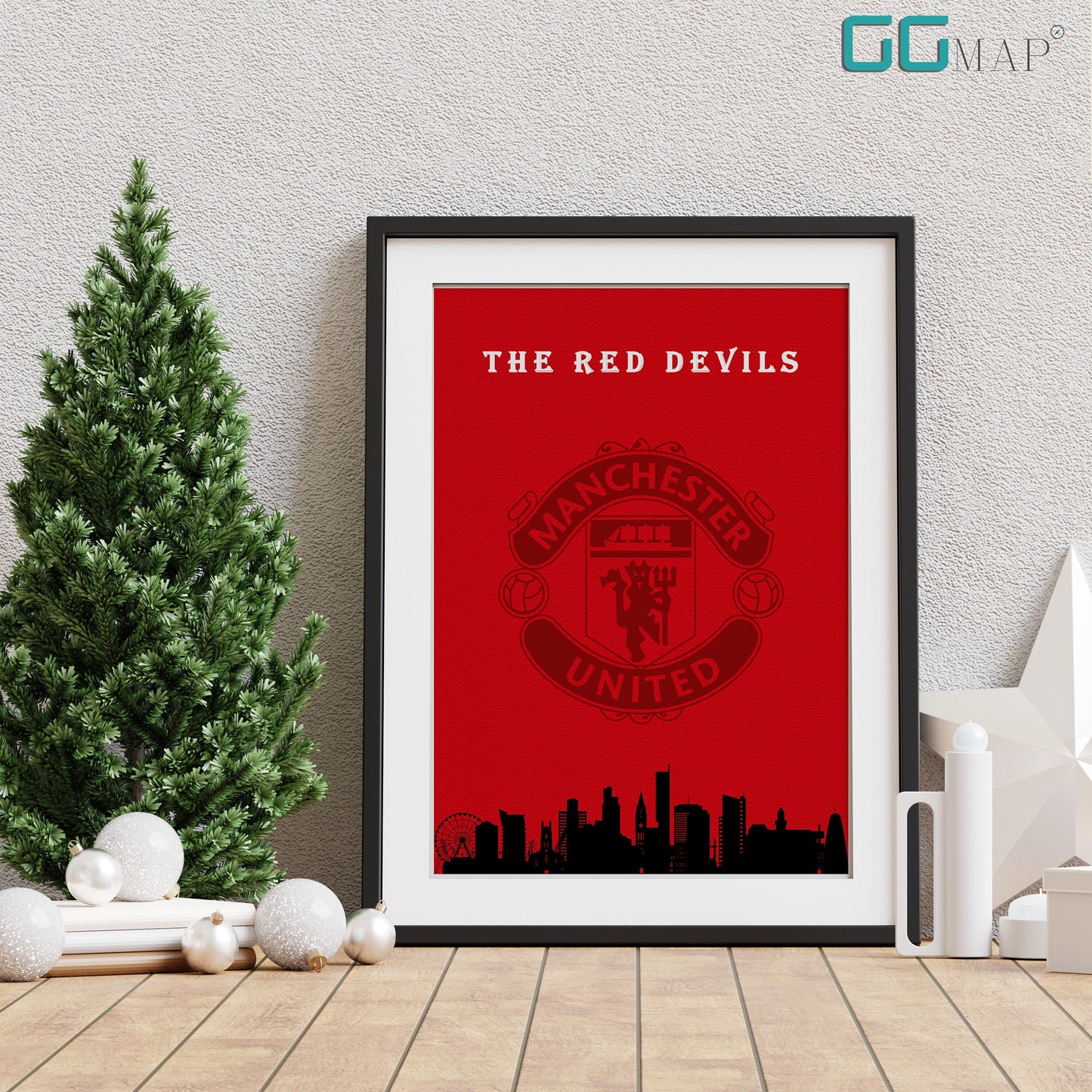 MANCHESTER UNITED SKYLINE Poster - Manchester United Print - Home Decor Manchester United - The Red Devils - Manchester skyline - Print map