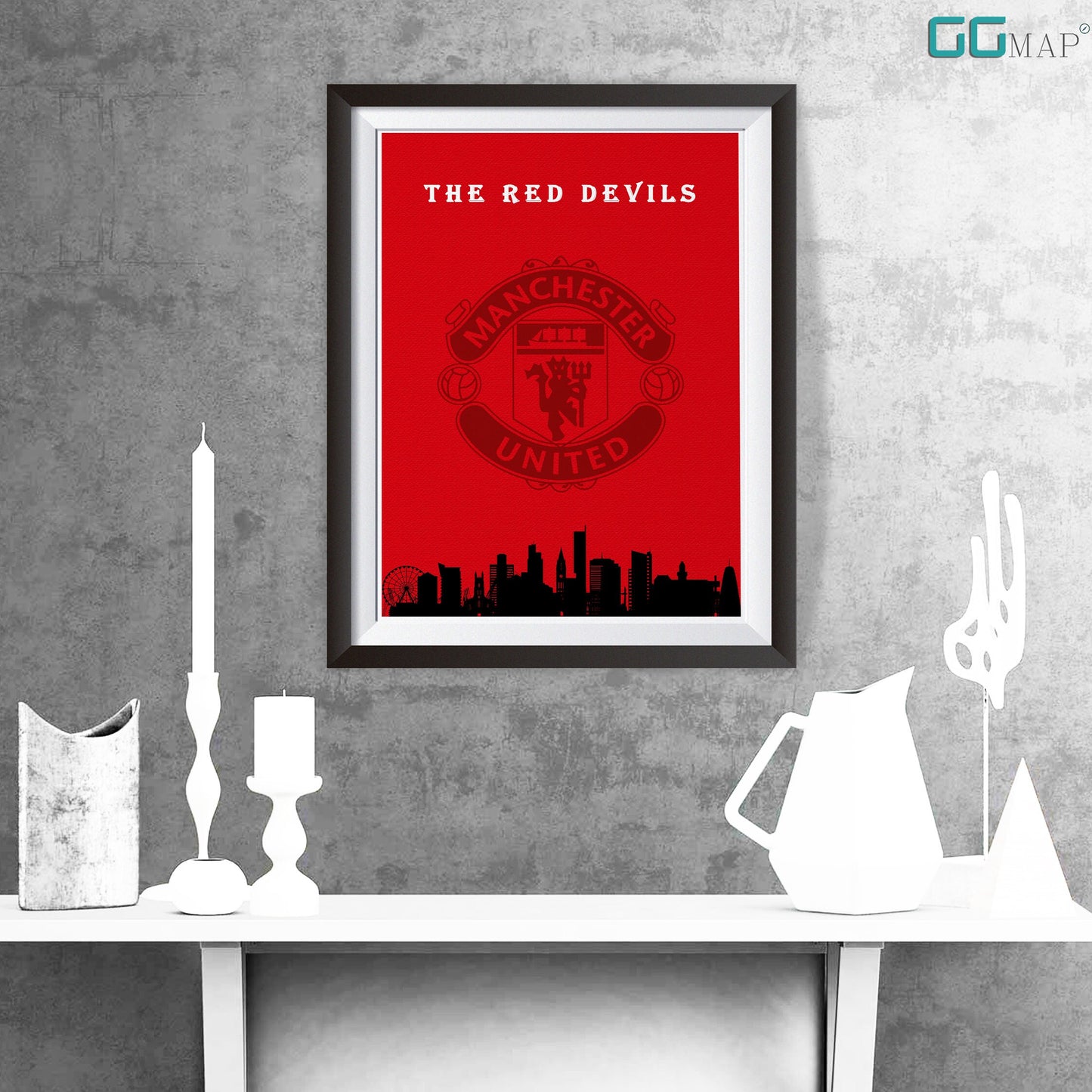 MANCHESTER UNITED SKYLINE Poster - Manchester United Print - Home Decor Manchester United - The Red Devils - Manchester skyline - Print map