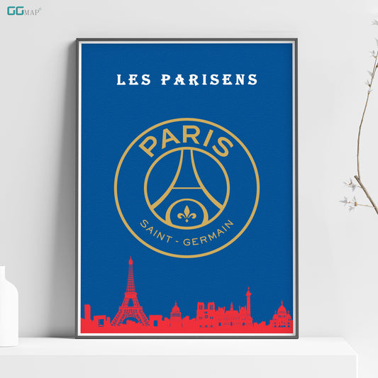 PSG Skyline Poster - PSG print - Home Decor PSG - Wall decor - Les Parisens - Paris Skyline - Print map