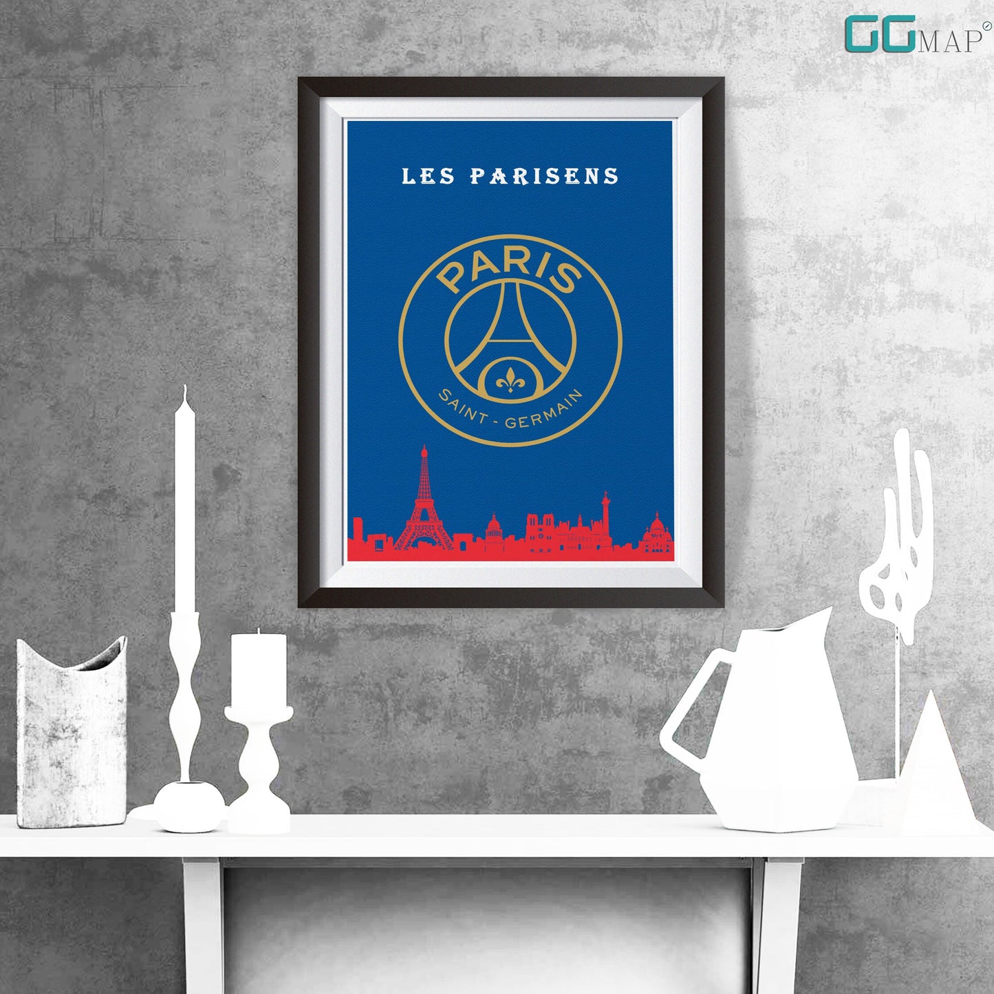 PSG Skyline Poster - PSG print - Home Decor PSG - Wall decor - Les Parisens - Paris Skyline - Print map