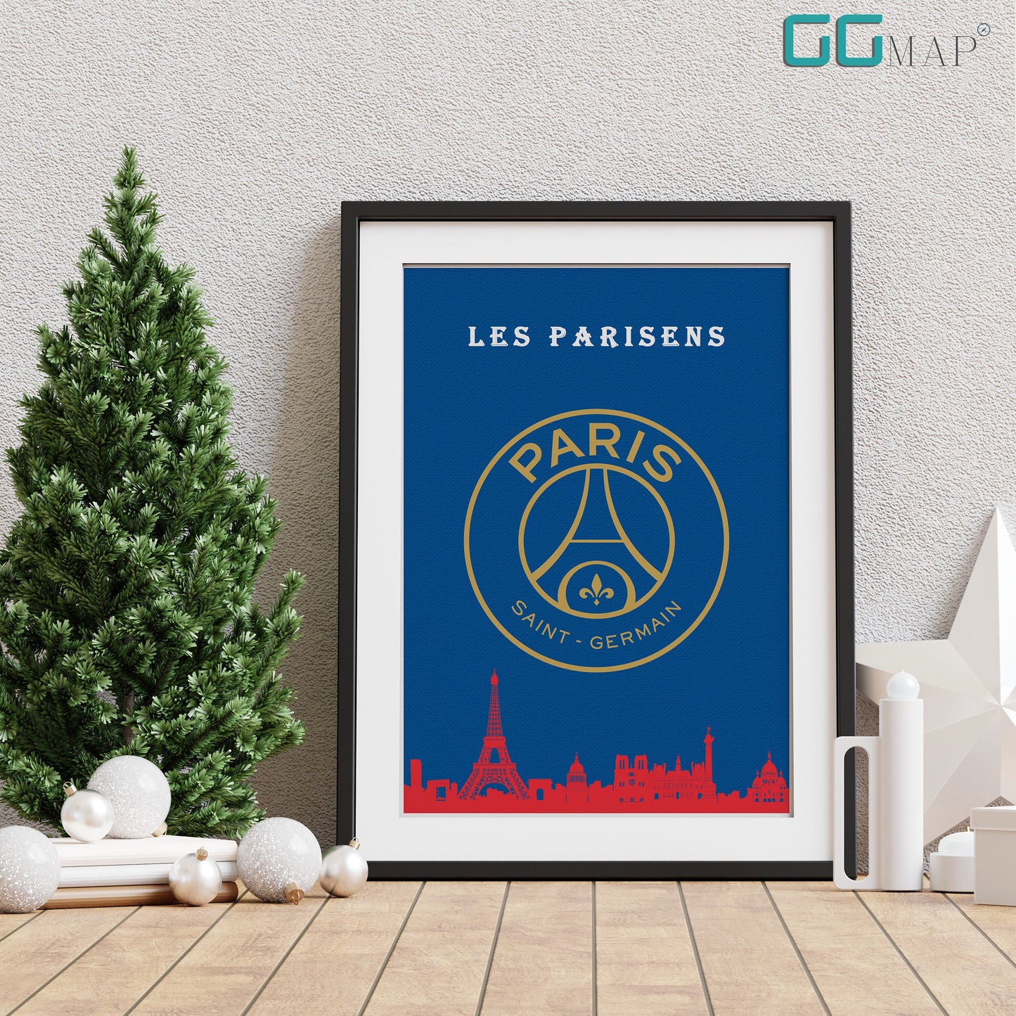 PSG Skyline Poster - PSG print - Home Decor PSG - Wall decor - Les Parisens - Paris Skyline - Print map