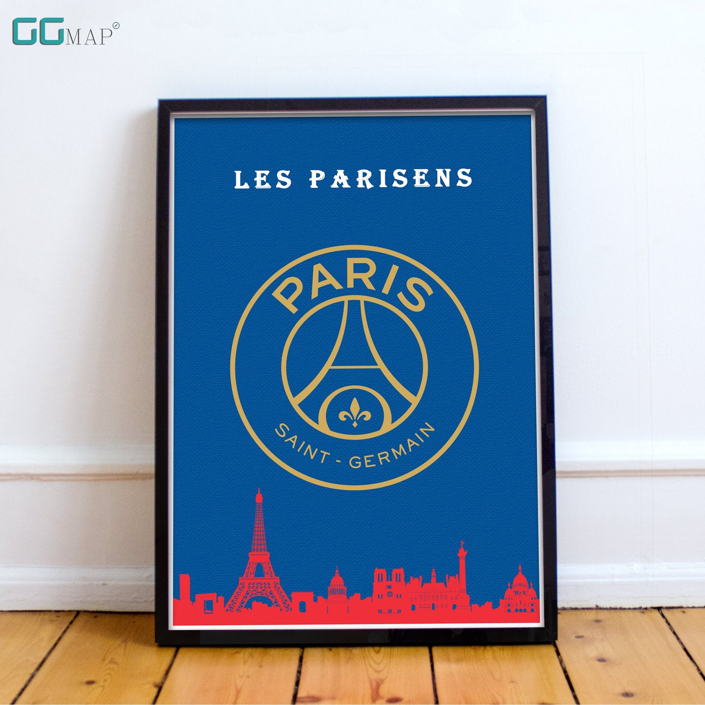 PSG Skyline Poster - PSG print - Home Decor PSG - Wall decor - Les Parisens - Paris Skyline - Print map