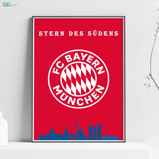 BAYERN MÜNCHEN Skyline Poster - Bayern Munchen print - Home Decor Bayern Munchen - Stern Des Sudens - Munchen Skyline - Printed Map