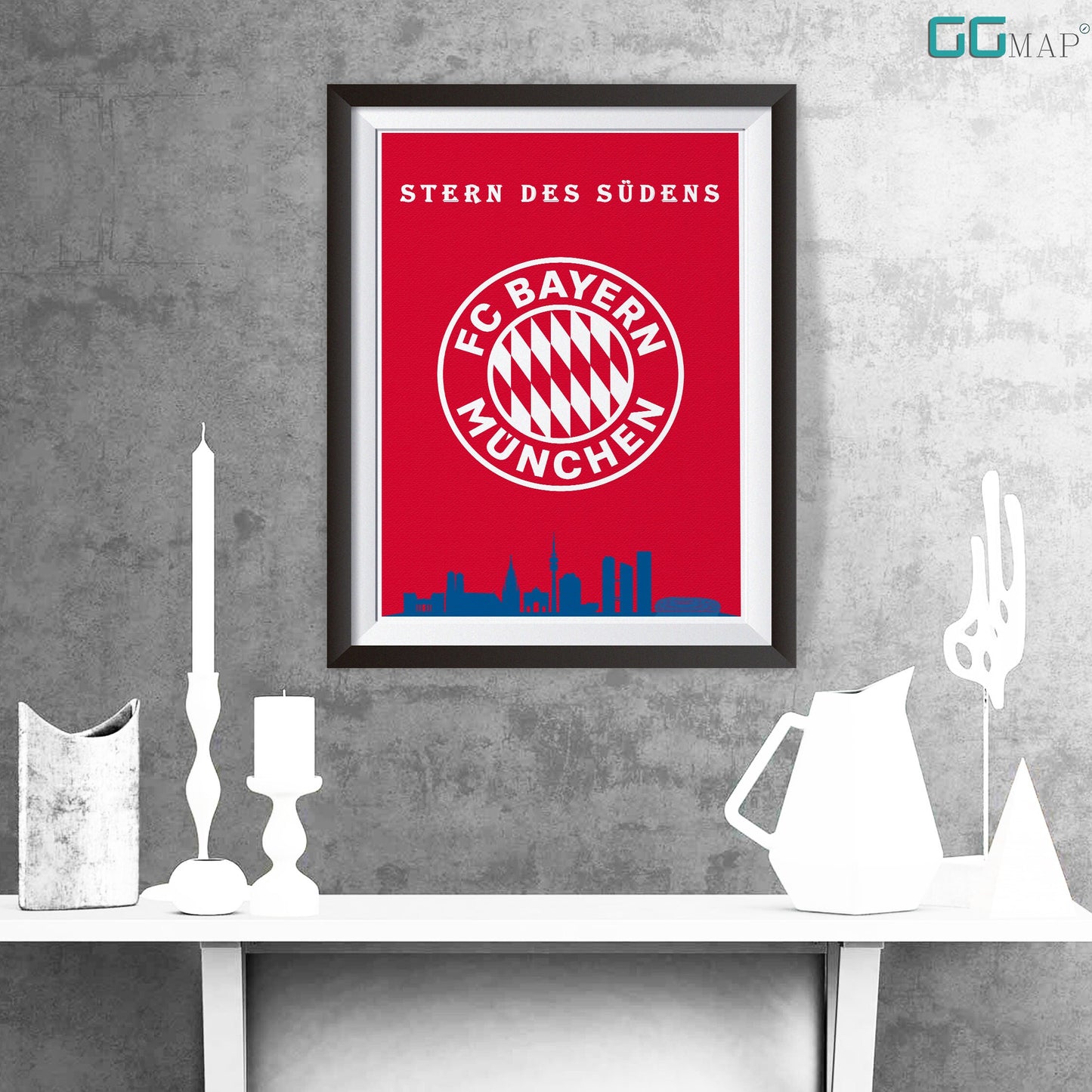 BAYERN MÜNCHEN Skyline Poster - Bayern Munchen print - Home Decor Bayern Munchen - Stern Des Sudens - Munchen Skyline - Printed Map