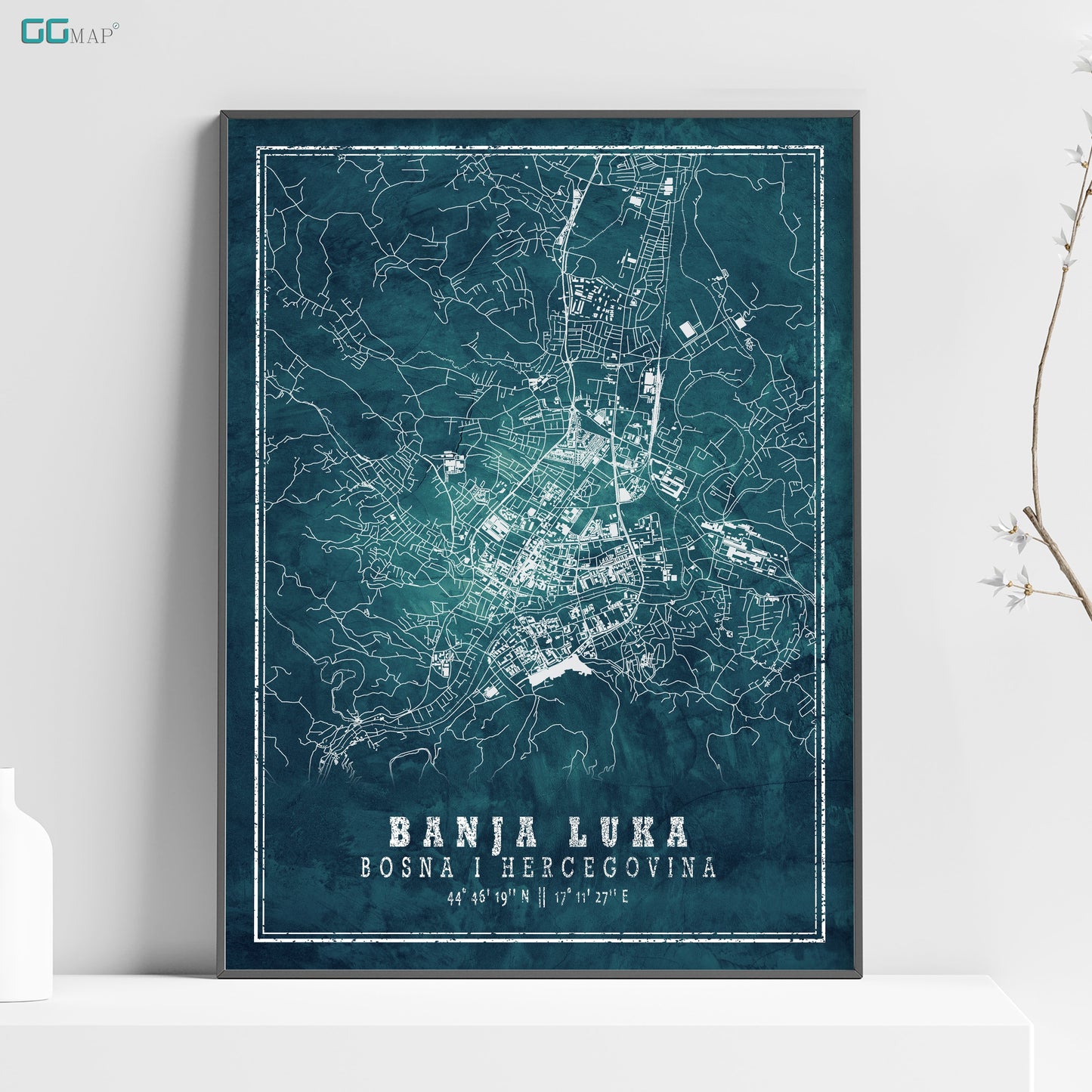 a poster of a map of banita luka