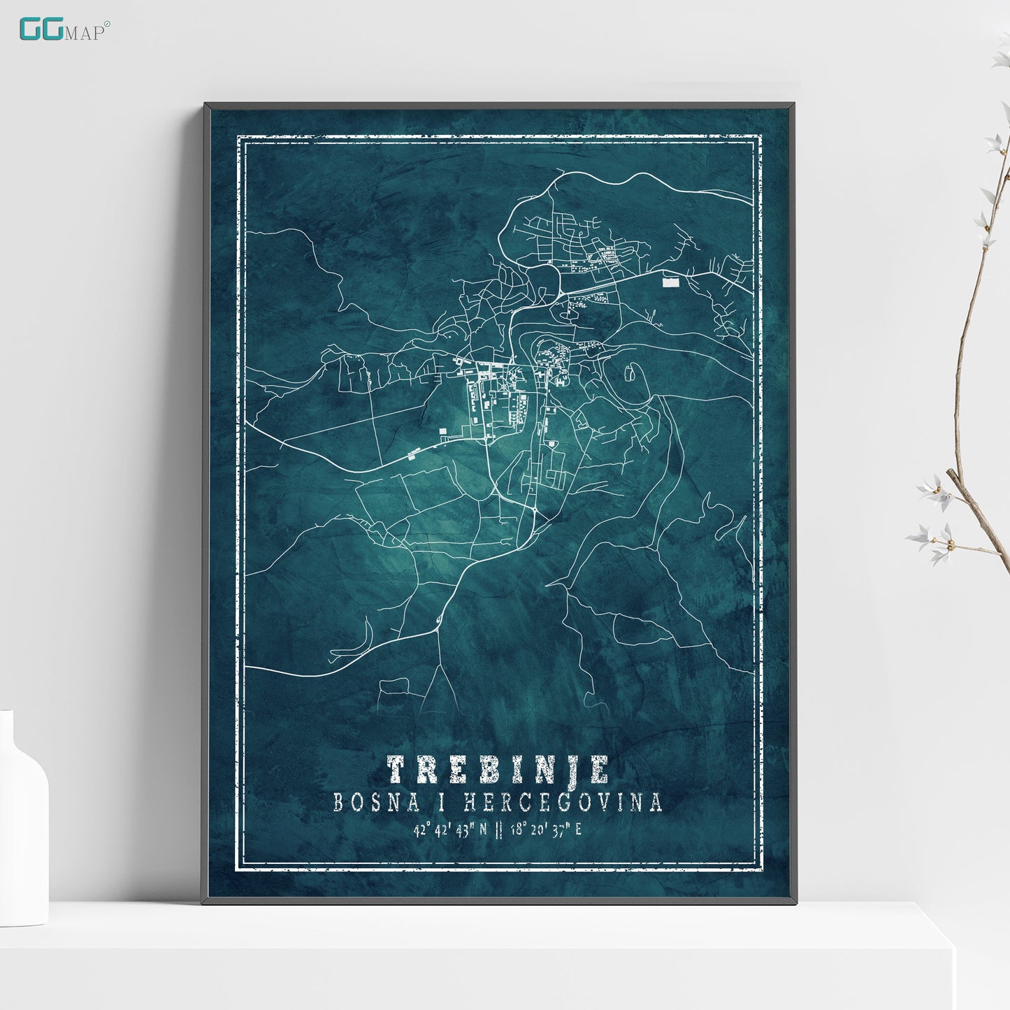 a poster of a map of trebbine, italy