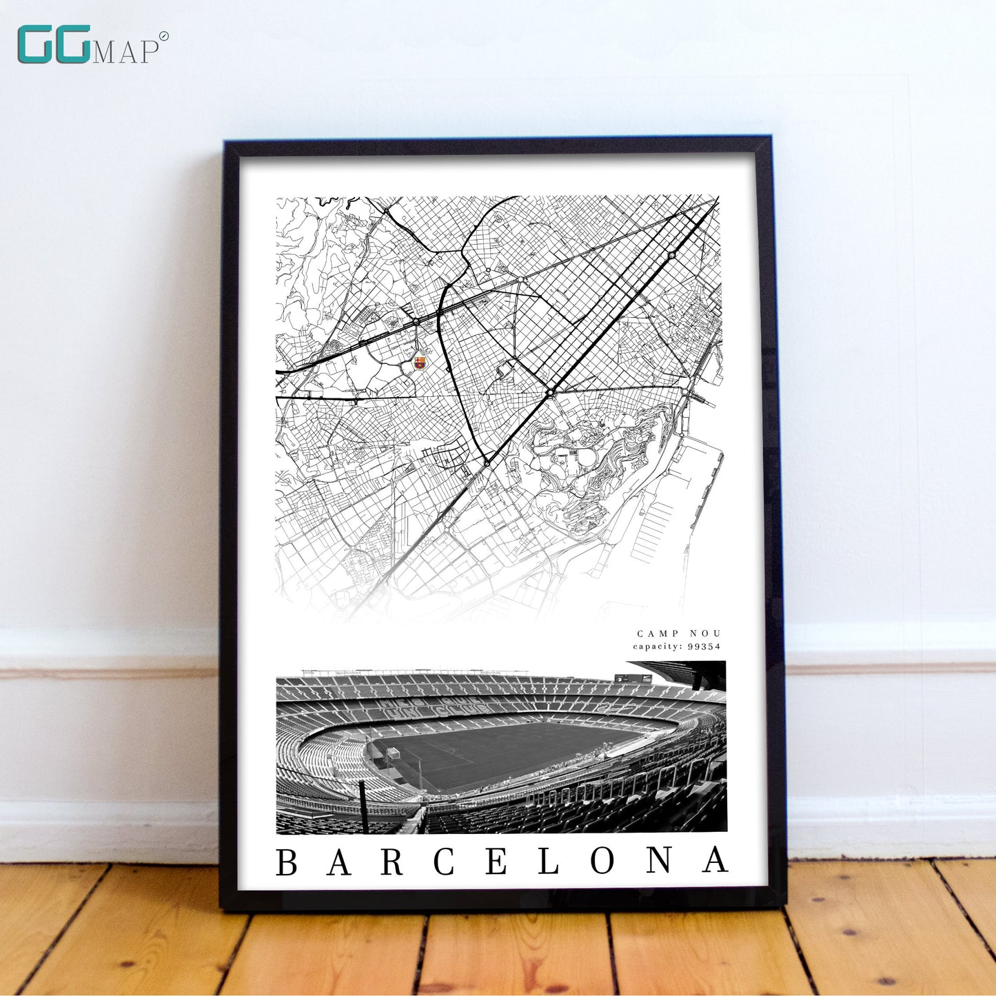 City map of BARCELONA - Camp Nou Stadium - Home Decor Camp Nou - Wall decor - Camp Nou - Camp Nou - gift - Print map -