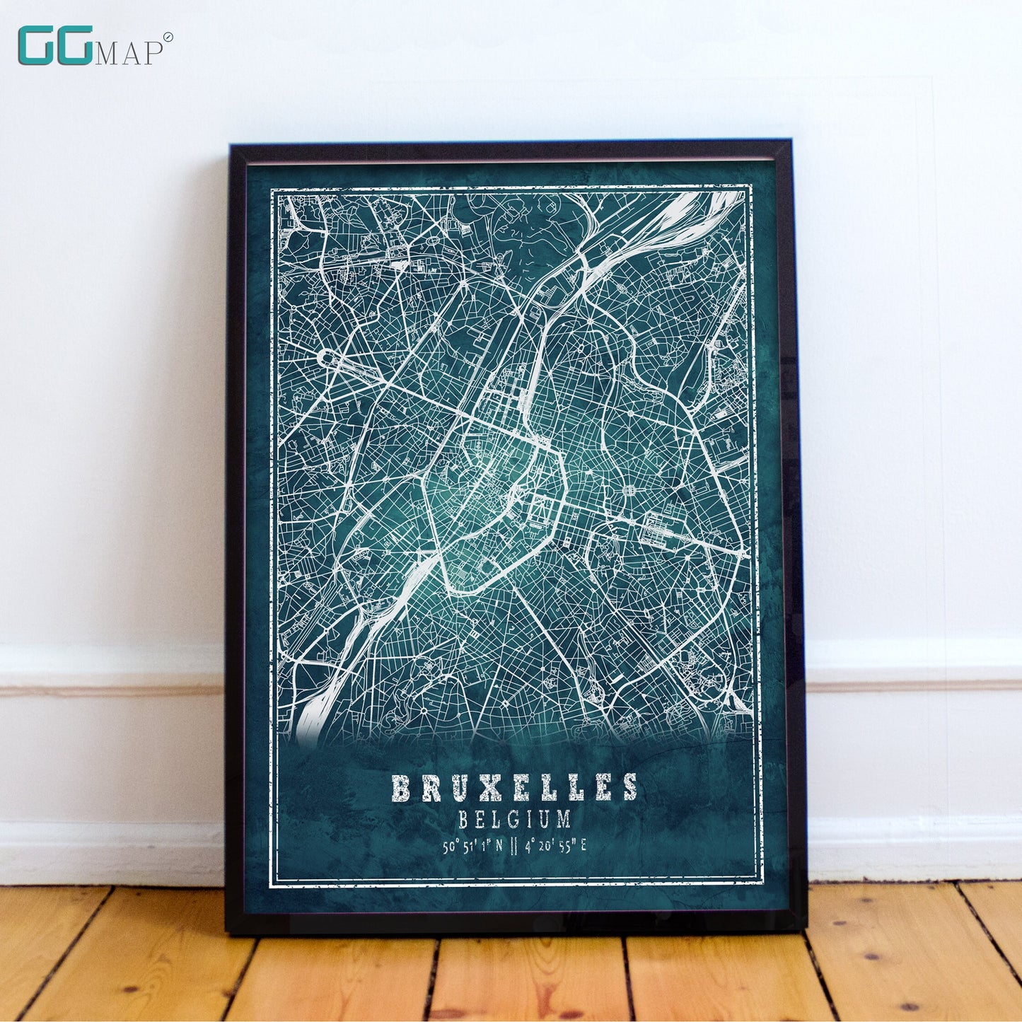 City map of BRUXELLES - Home Decor - Wall decor - Office map - Travel map - Print map - Frozen map - Bruxelles map - Map art - Belgium