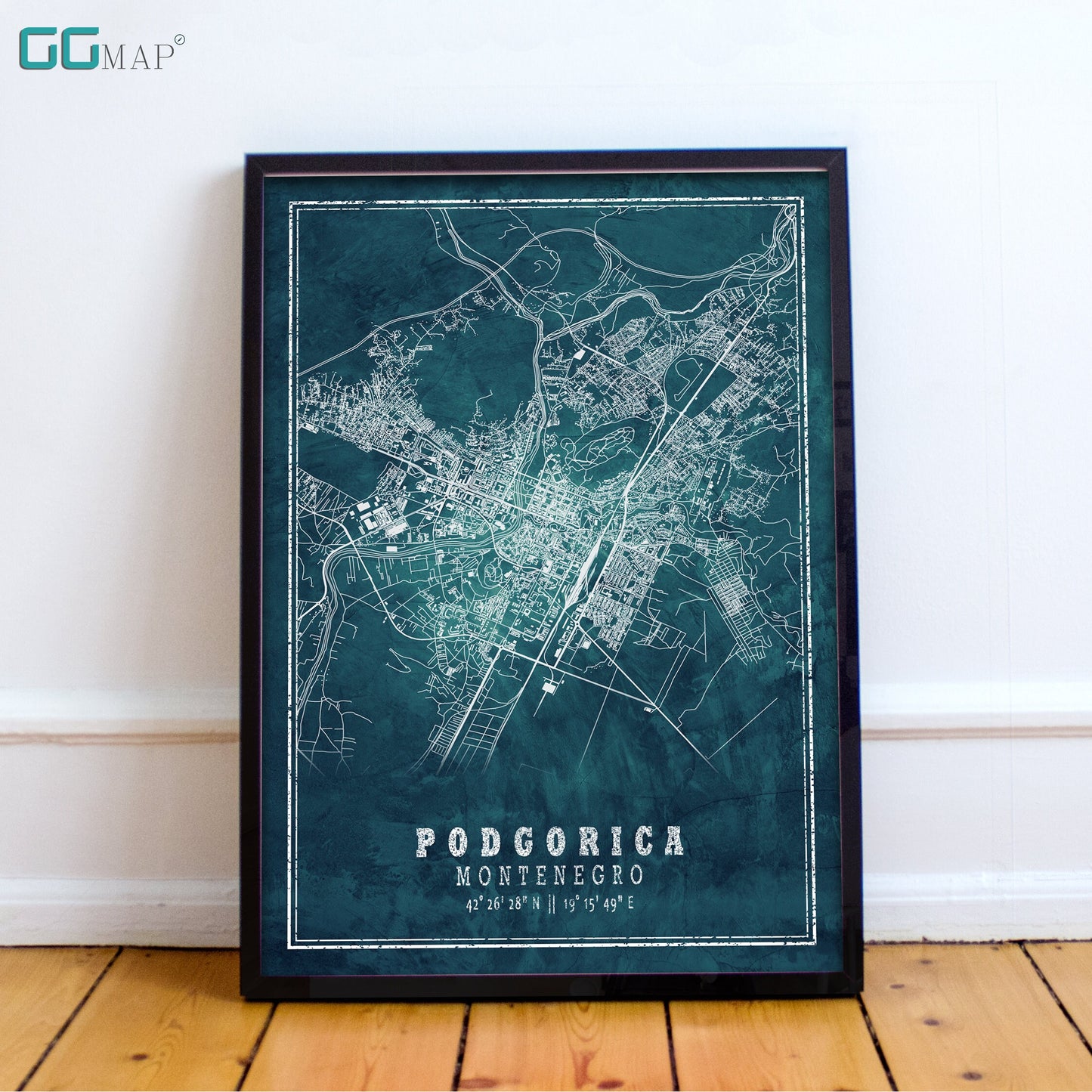 City map of PODGORICA - Home Decor - Wall decor - Office map - Travel map - Print map - Frozen map - Podgorica map - Map art - Montenegro
