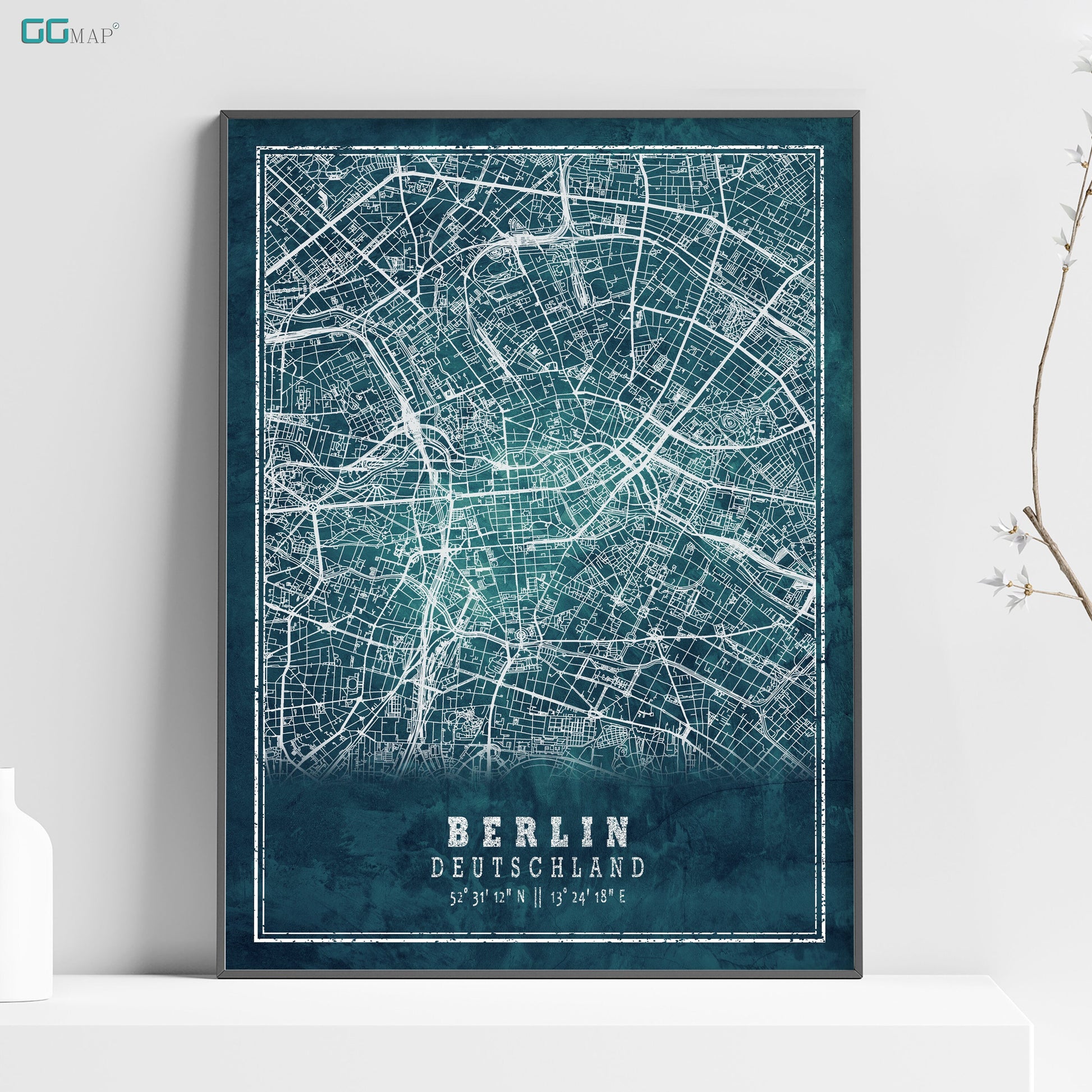 a map of berlin, germany on a shelf