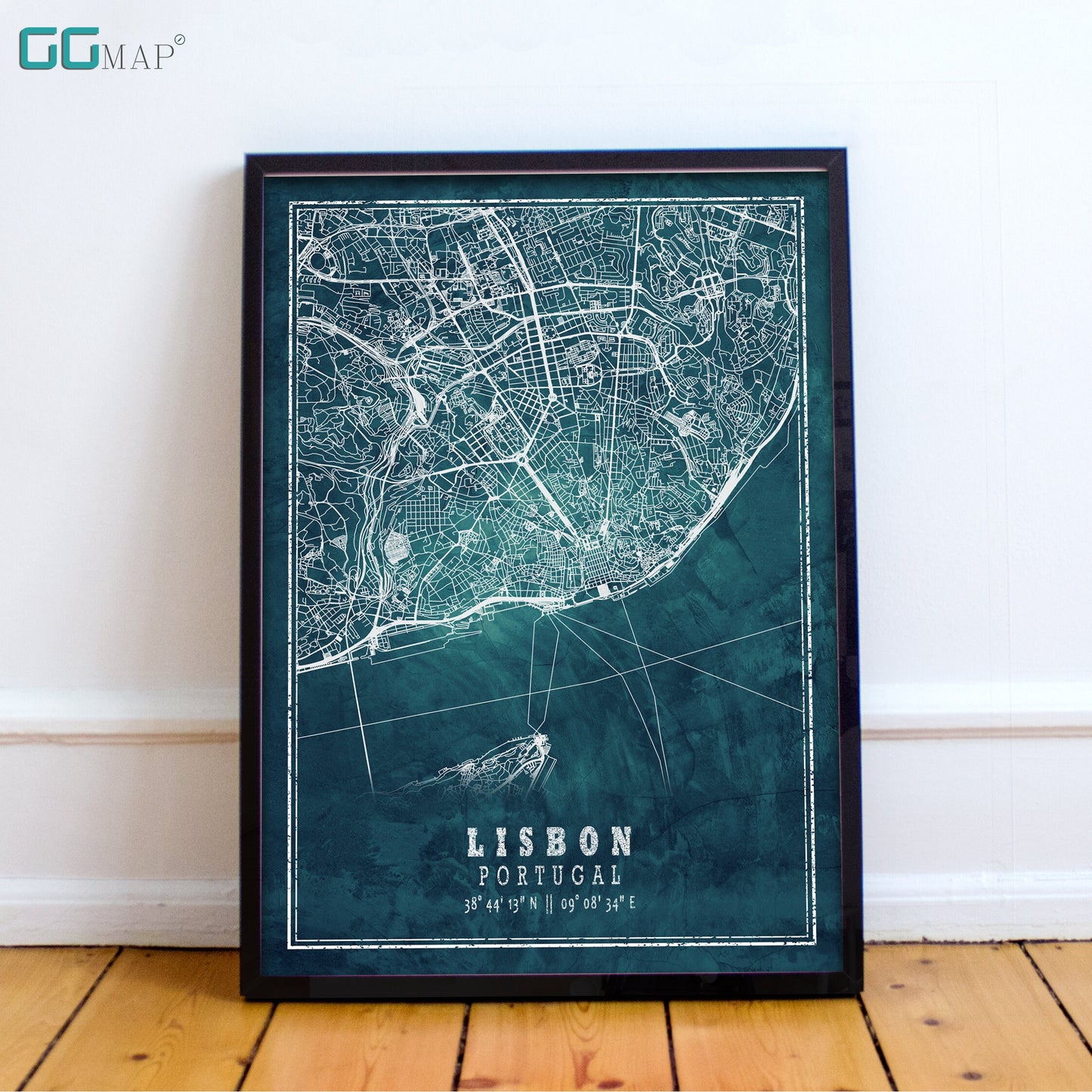 City map of LISBON - Home Decor - Wall decor - Office map - Travel map - Print map - Frozen map - Lisbon map - Map art - Portugal