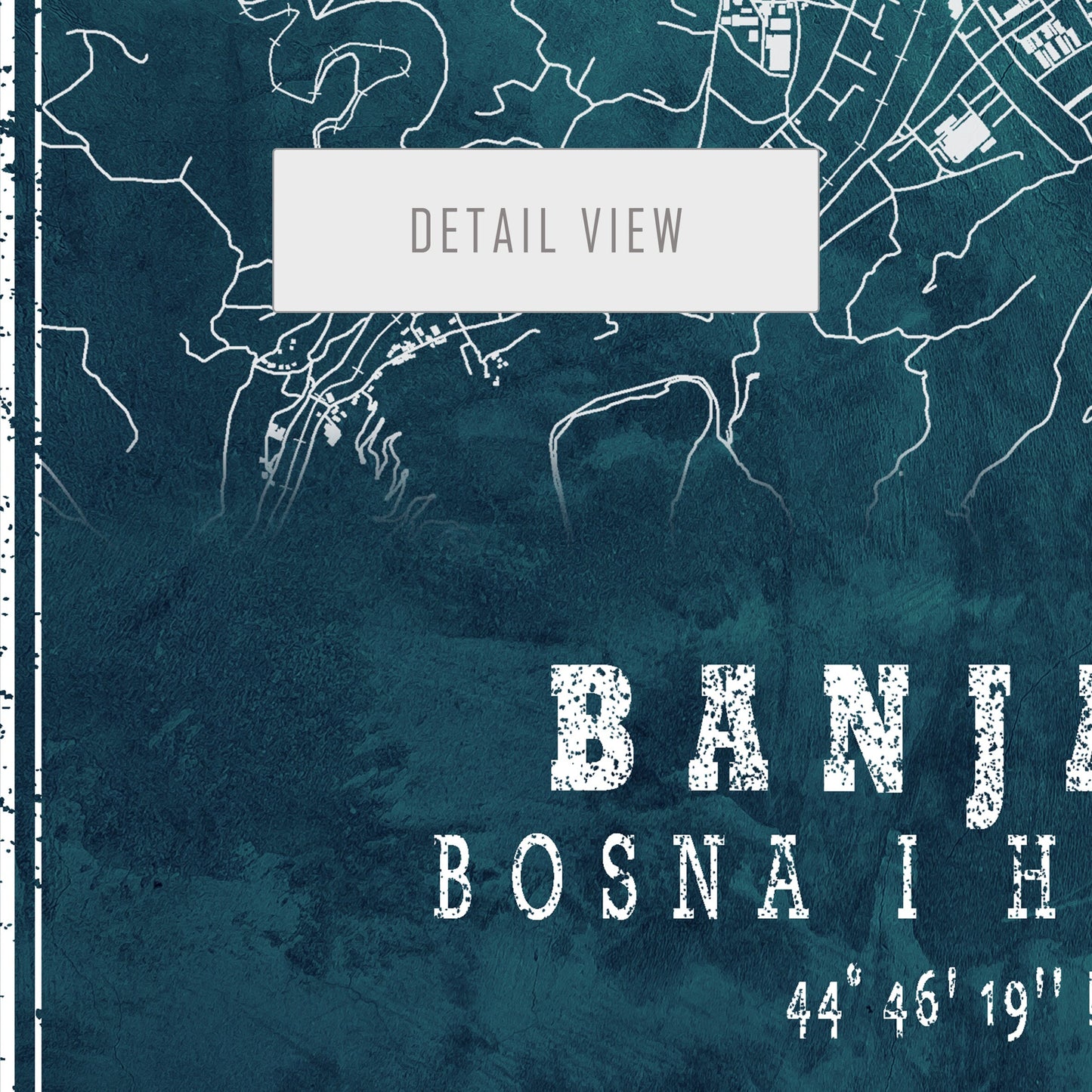 City map of BANJA LUKA - Home Decor - Wall decor - Office map - Travel map - Frozen map - Banja Luka map - Map art - Bosna i Hercegovina
