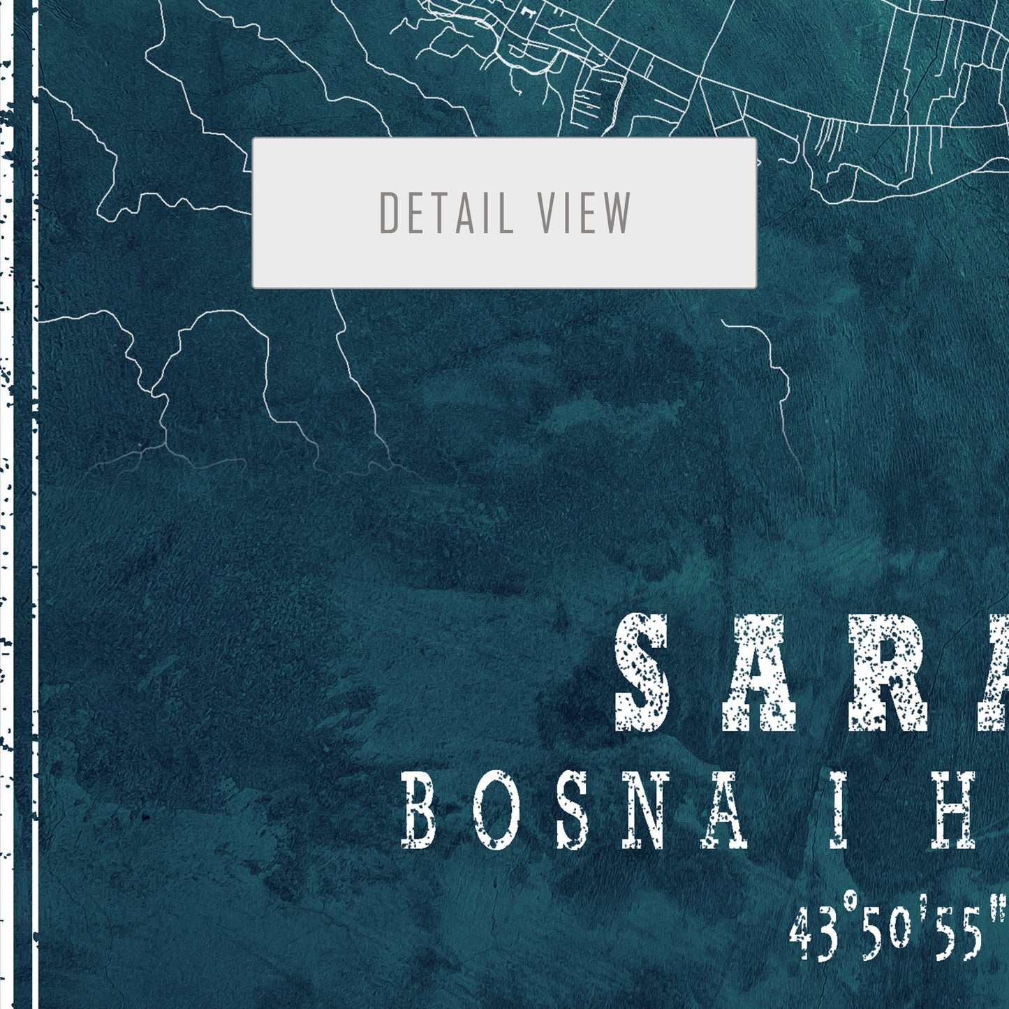 City map of SARAJEVO - Home Decor - Wall decor - Office map - Travel map - Frozen map - Sarajevo map - Map art - Bosna i Hercegovina