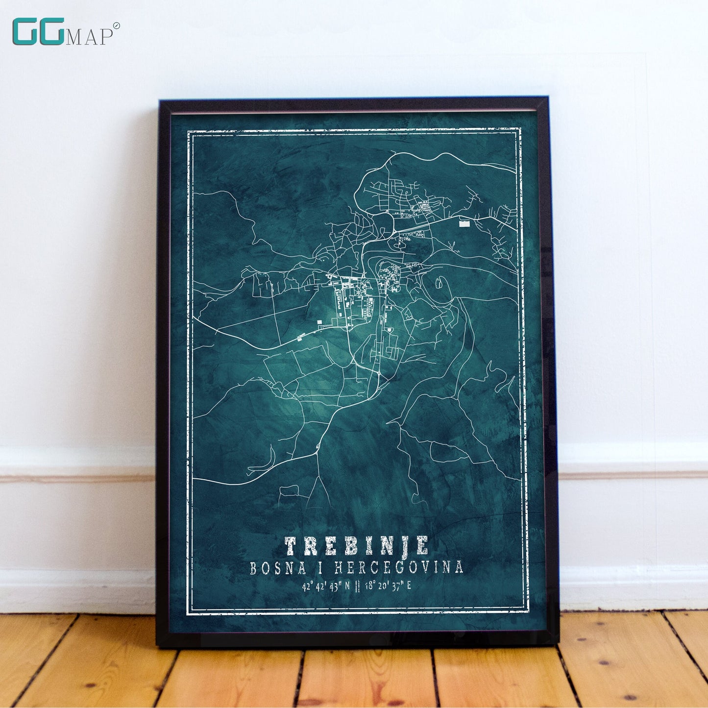 City map of TREBINJE - Home Decor - Wall decor - Office map - Travel map - Frozen map - Trebinje map - Map art - Bosna i Hercegovina