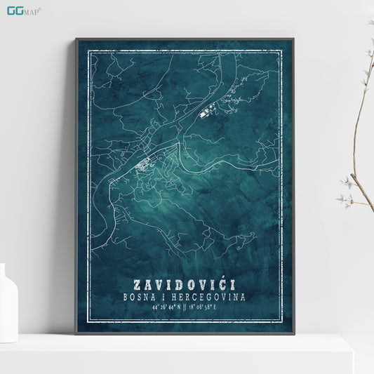 City map of ZAVIDOVIĆI - Home Decor - Wall decor - Office map - Travel map - Frozen map - Zavidovići map - Map art - Bosna i Hercegovina