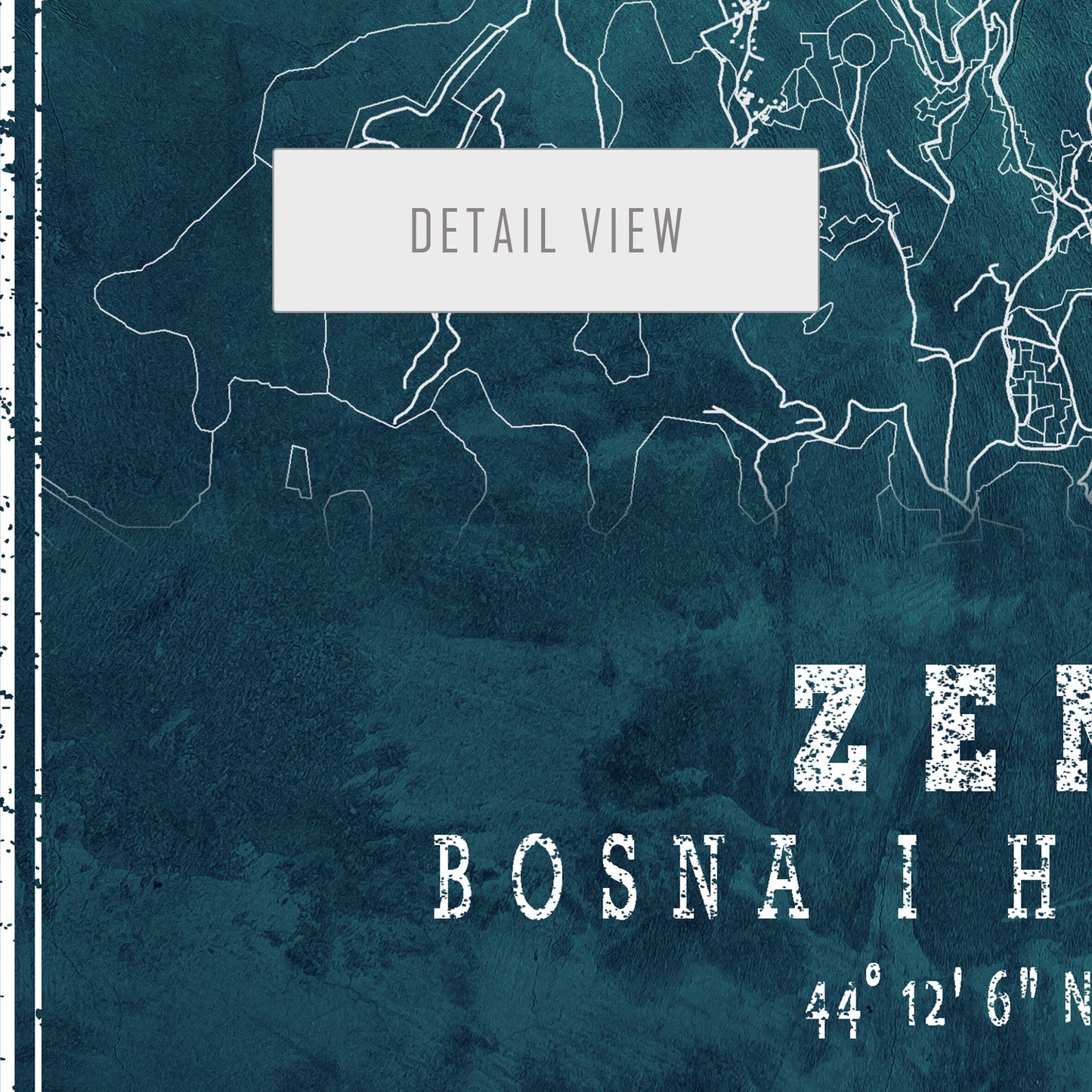 City map of ZENICA - Home Decor - Wall decor - Office map - Travel map - Frozen blue map - Zenica map - Map art - Bosna i Hercegovina