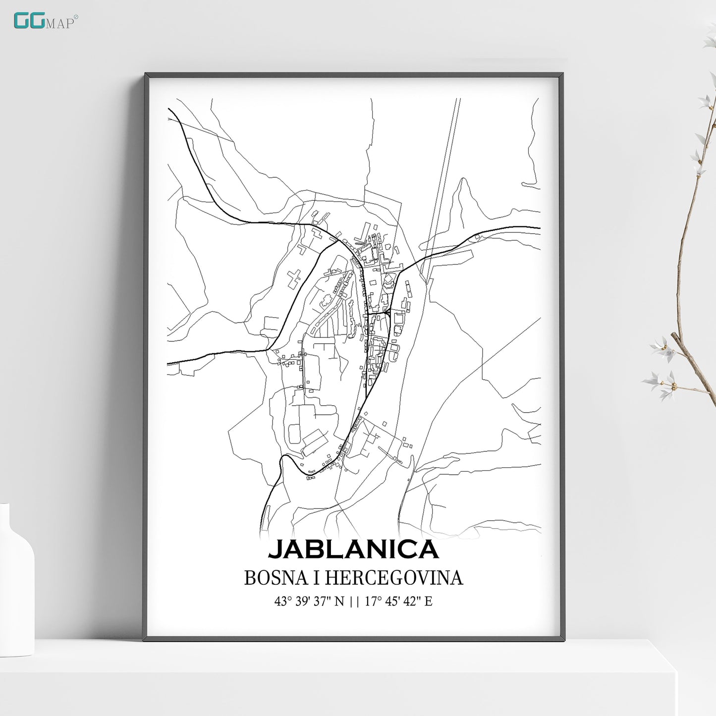 a black and white map of jablanica