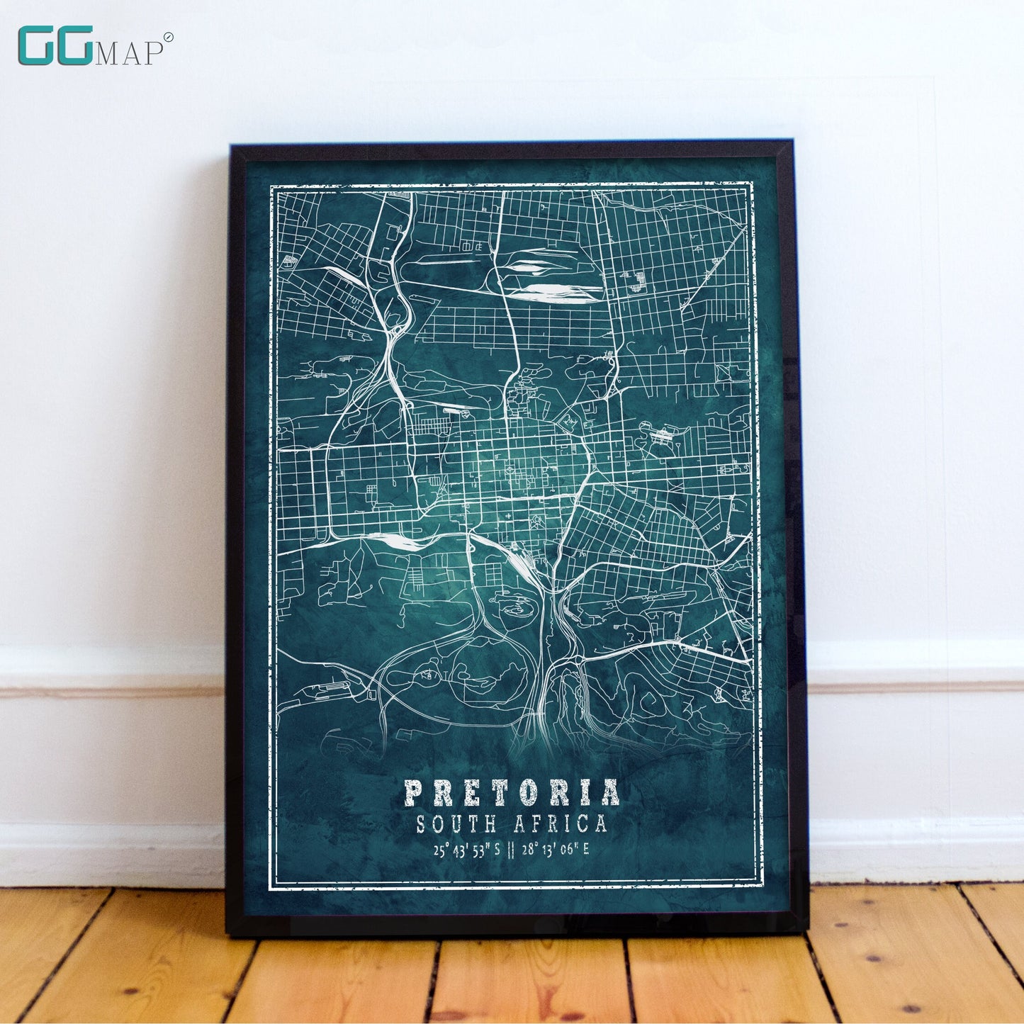 City map of PRETORIA - Home Decor - Wall decor - Office map - Travel map - Frozen blue map - Pretoria map - Map art - South Africa