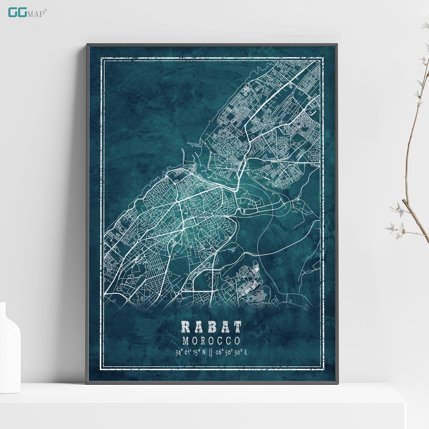 a poster of a map of the city of rabat